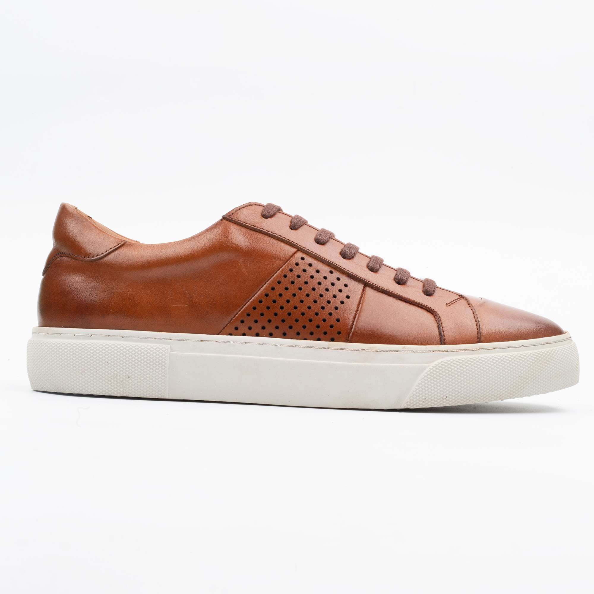 Stylish Brown Leather Sneaker for Men - Casual Elegance with Modern Comfort (46-24)