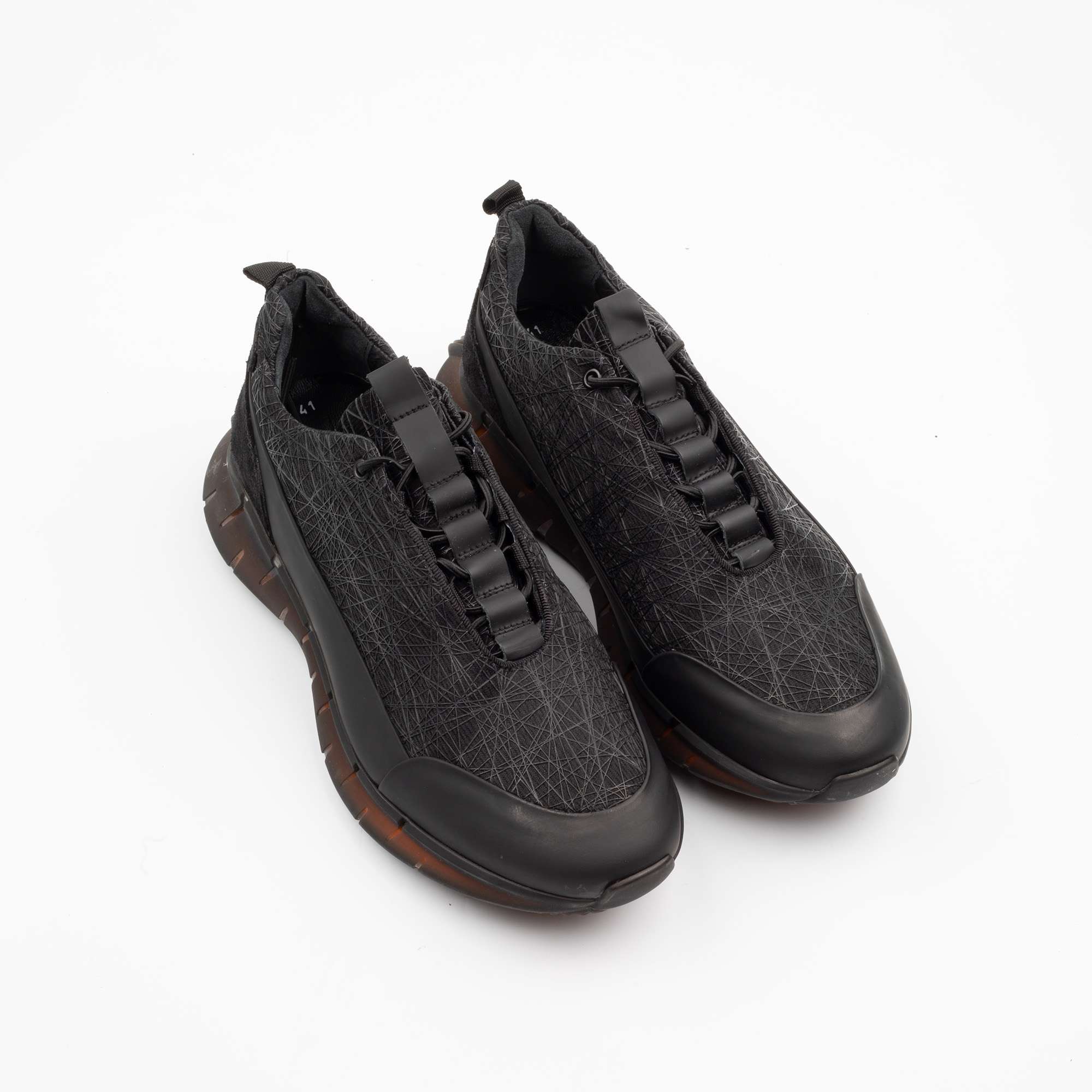 Black Geometric Running Sneakers – Sleek, Stylish, and Performance-Driven Footwear (M12548) - Image 2