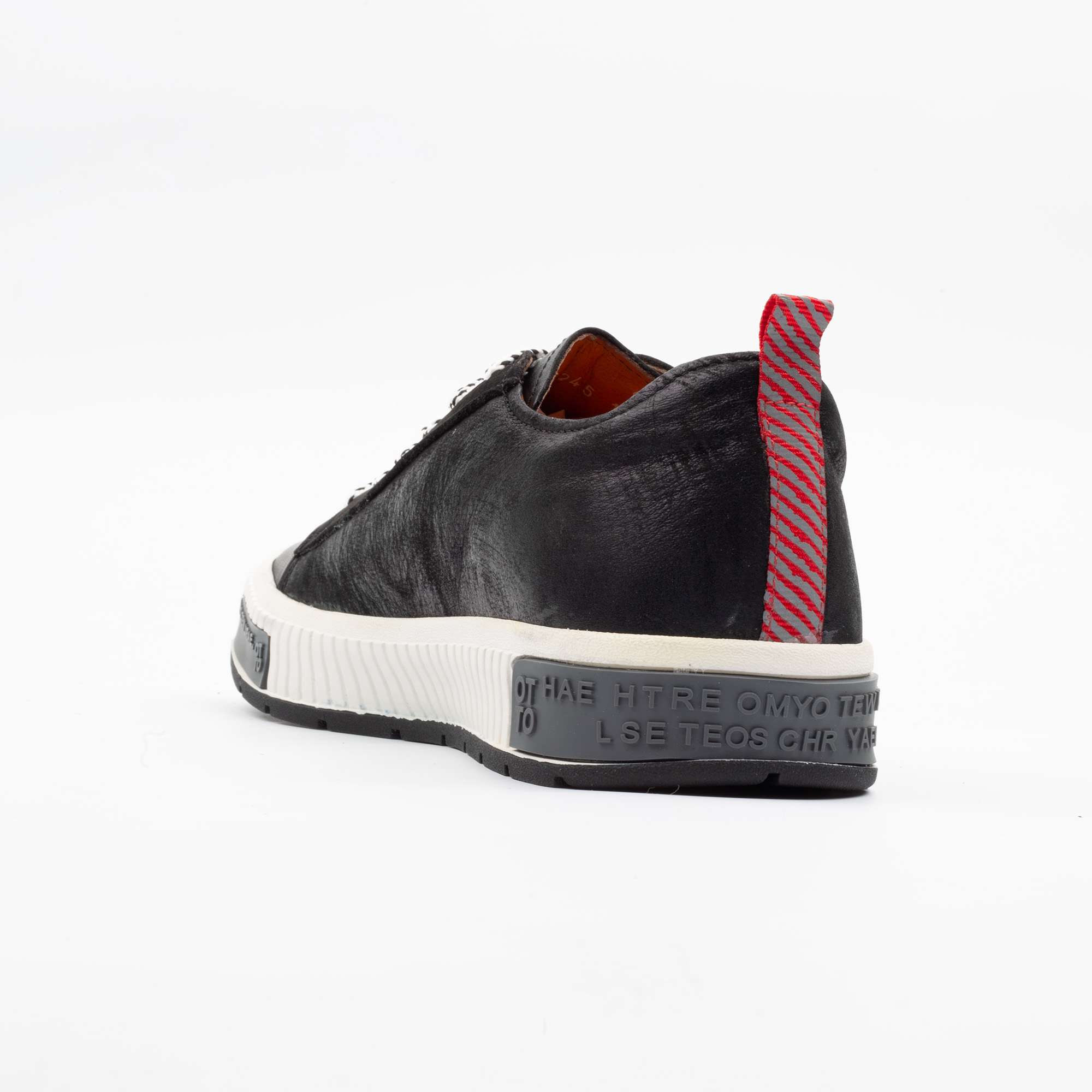 Black Leather Sneakers with Red Accent – Bold Style & Comfort (M15076) - Image 6