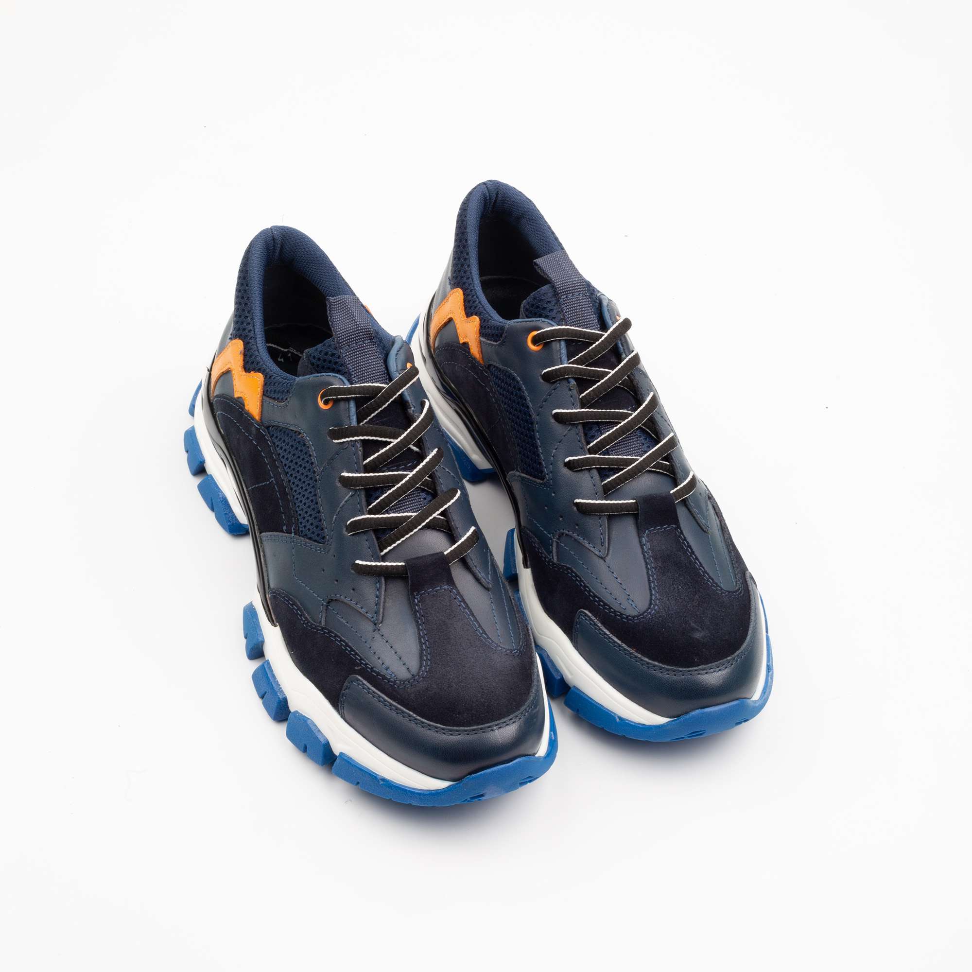 Navy Blue and Orange Chunky Sneakers – Stylish and Comfortable Footwear for Bold Fashion Lovers (M13035) - Image 2