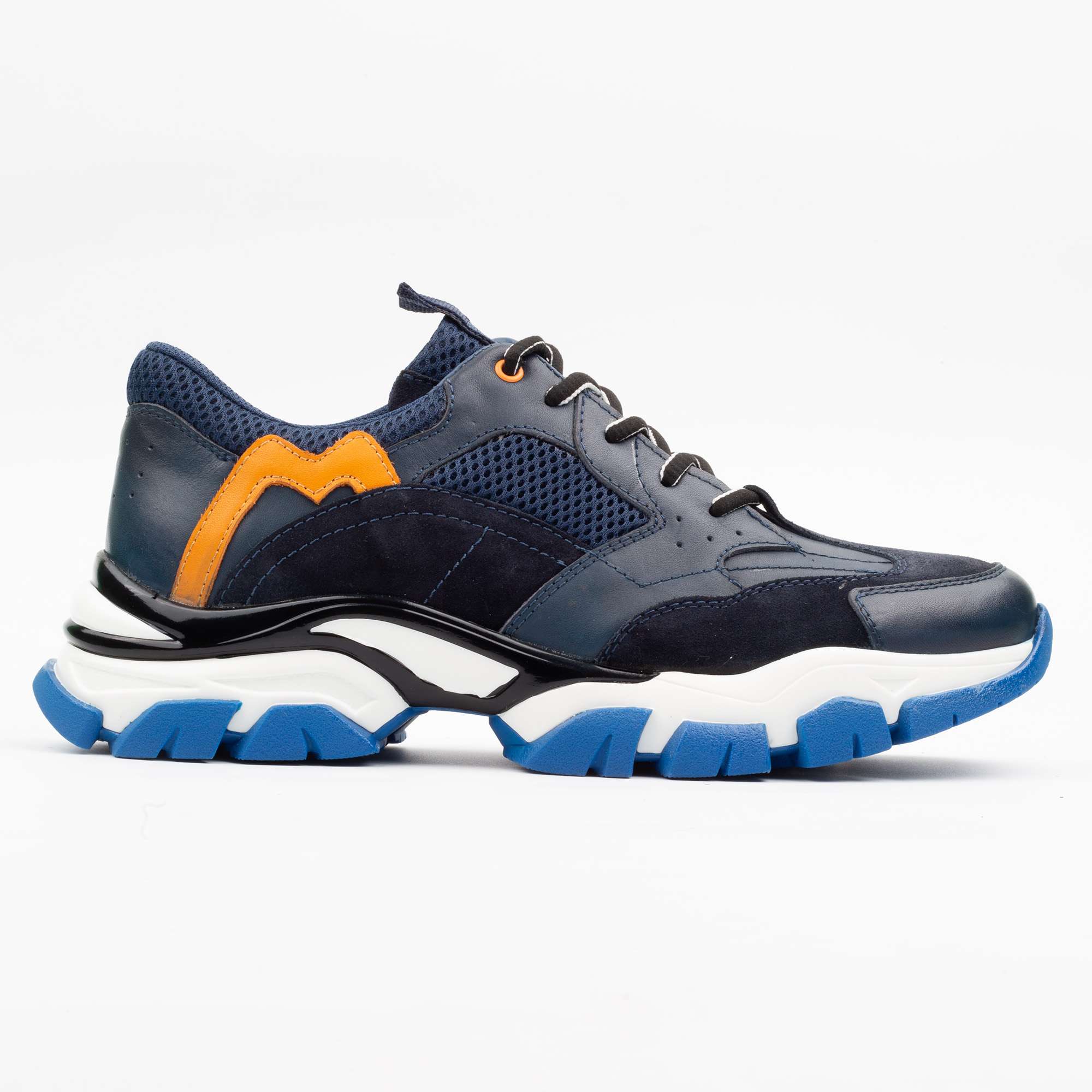 Navy Blue and Orange Chunky Sneakers – Stylish and Comfortable Footwear for Bold Fashion Lovers (M13035)