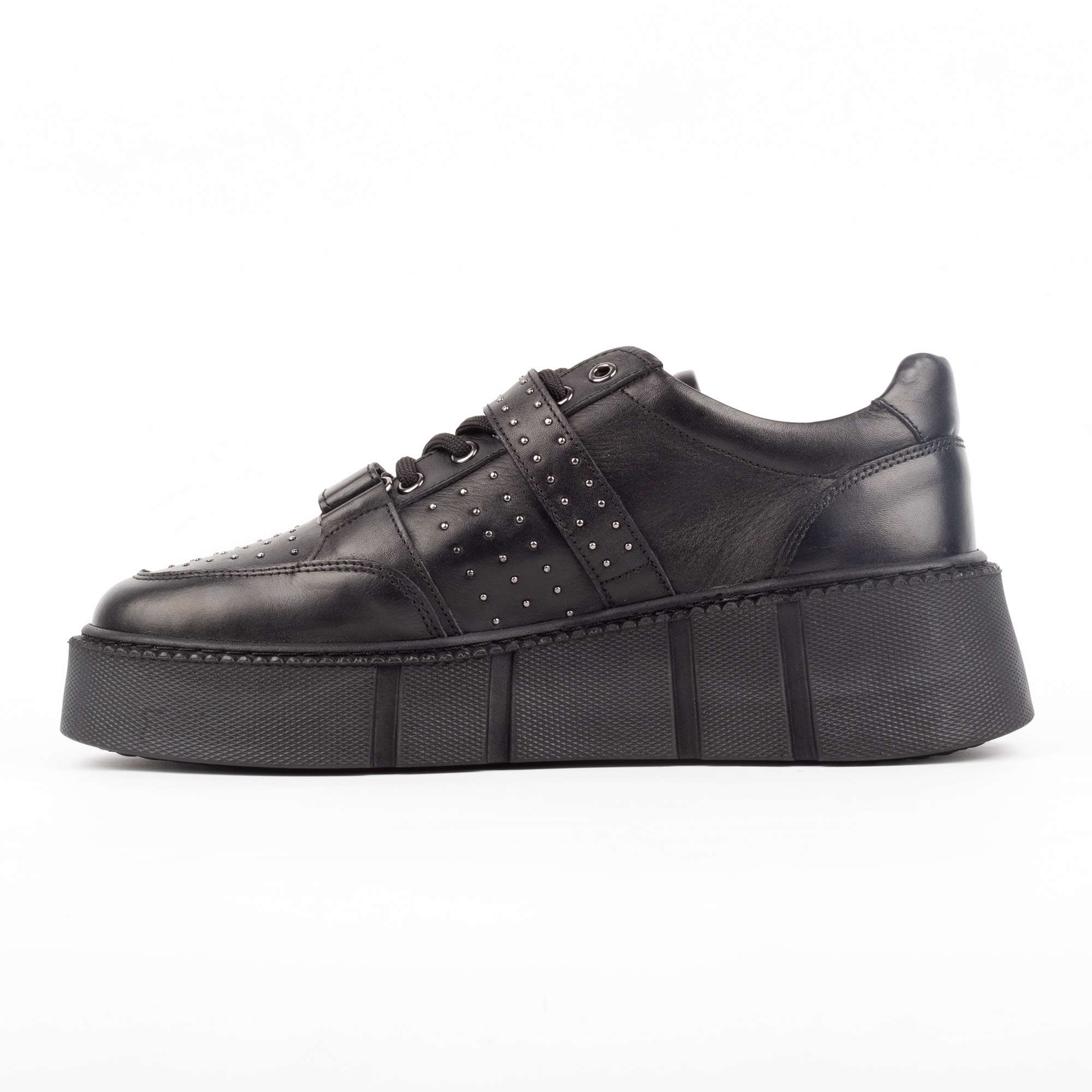 Black Platform Sneakers with Studs and Buckles – Bold & Edgy Footwear (E17115) - Image 5