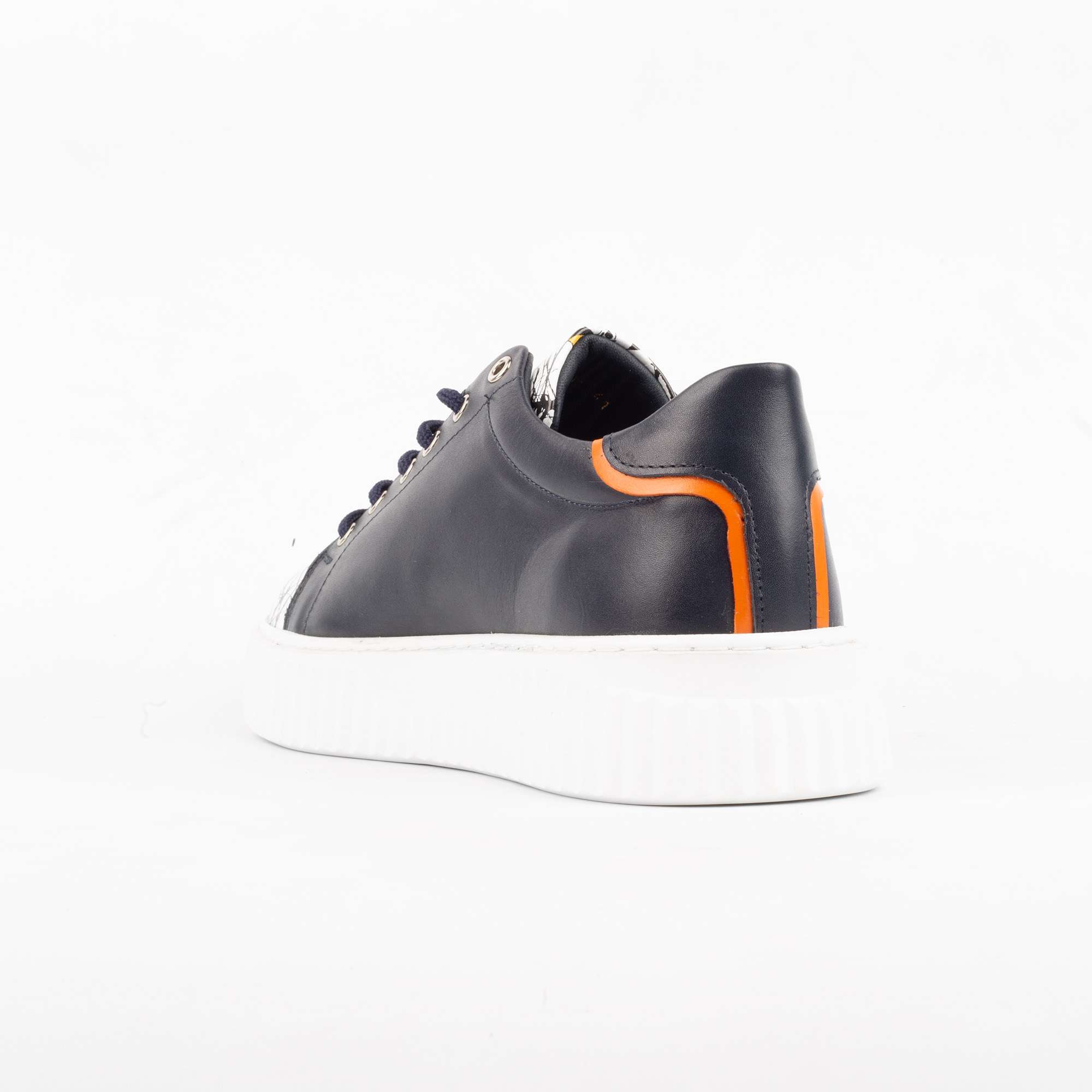 Navy Leather Sneakers with Abstract Print – Bold Style Meets Casual Comfort(E17309) - Image 6