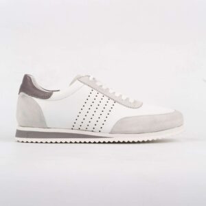 White Suede Leather Sneakers – Minimalist & Sophisticated Comfort for Everyday Wear (M11108)