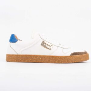 White Leather Sneakers with Brown Sole – Premium Style and Comfort (222-20)