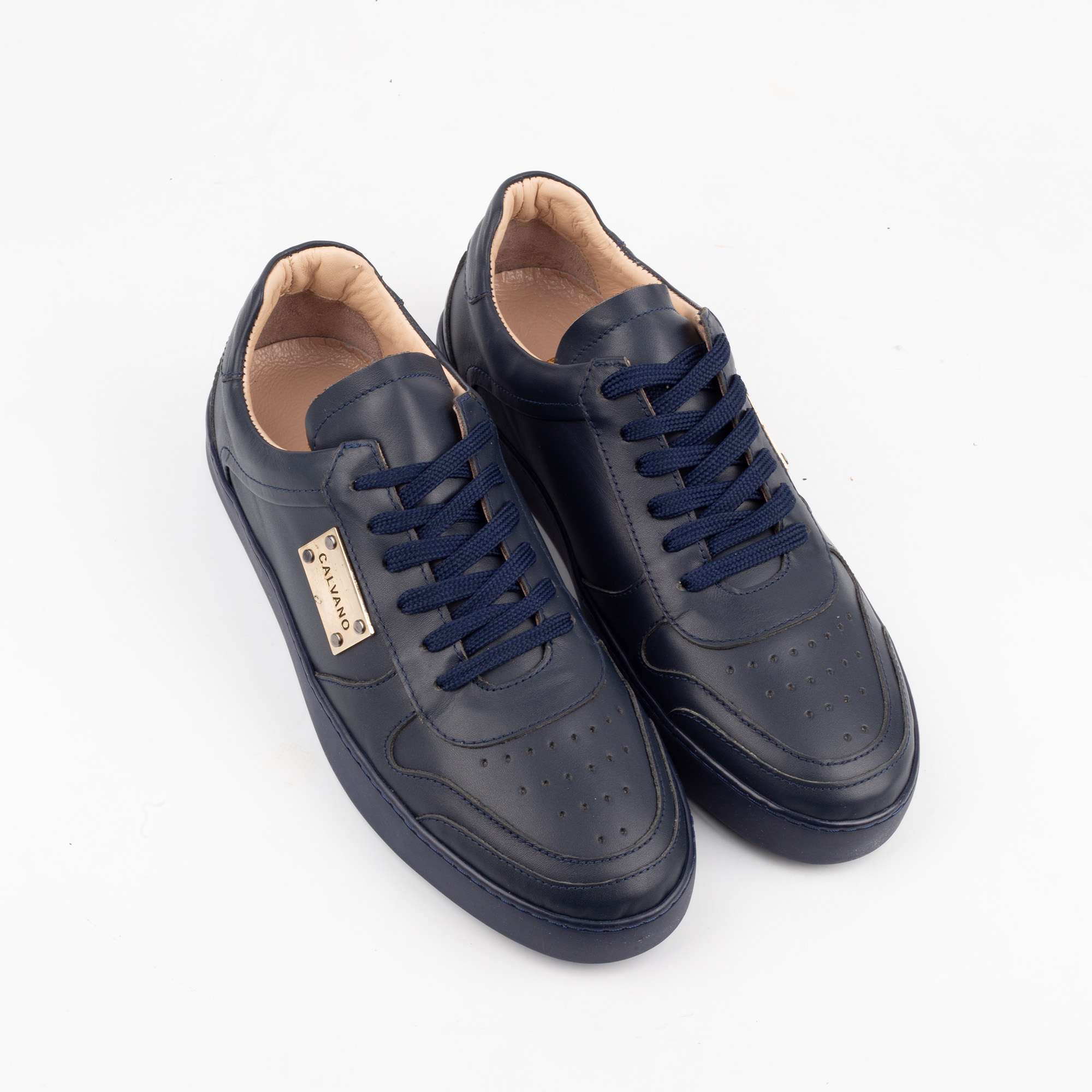 Navy Blue Leather Sneakers – Timeless Style Meets Superior Comfort (222-20) - Image 2