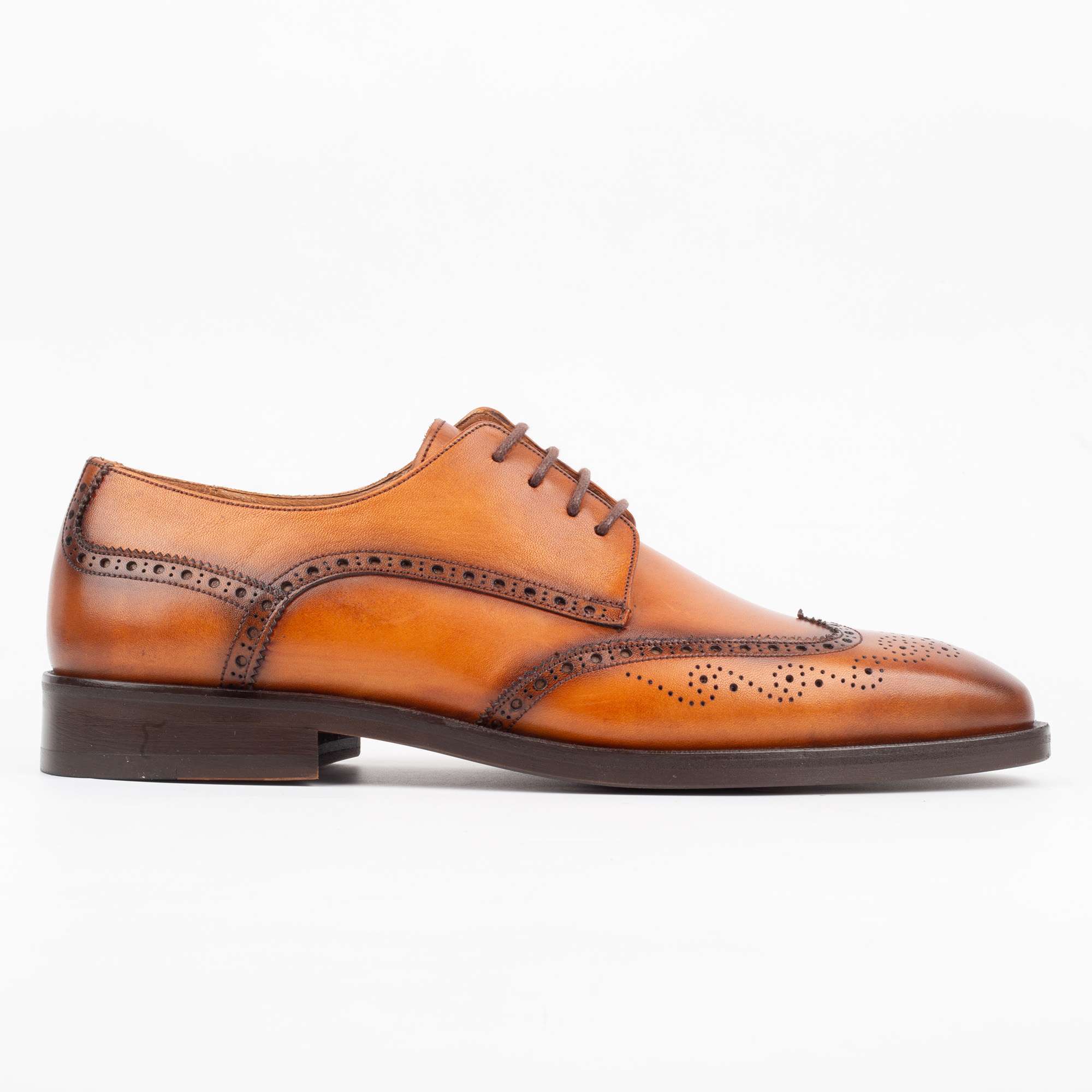 Men's Tan Leather Brogue Derby Shoes - Stylish and Comfortable Formal Footwear (V2-95)