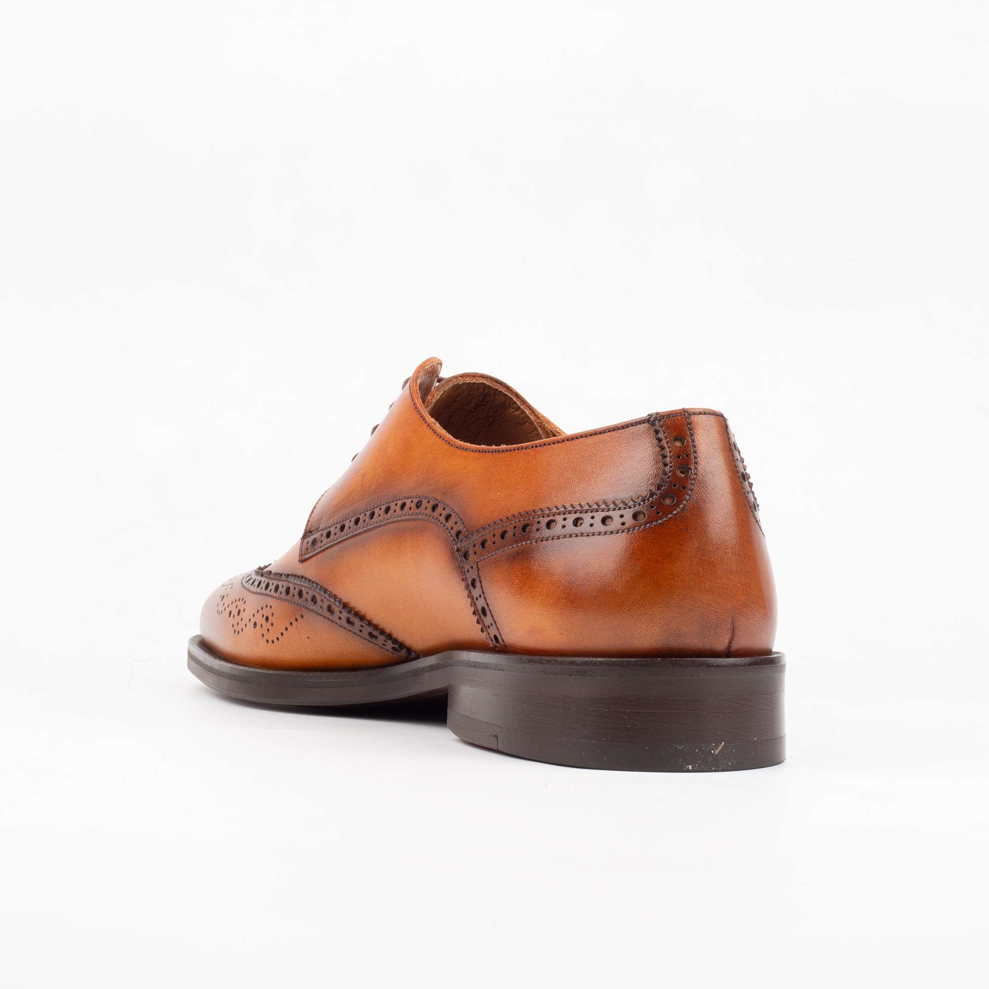 Men's Tan Leather Brogue Derby Shoes - Stylish and Comfortable Formal Footwear (V2-95) - Image 4