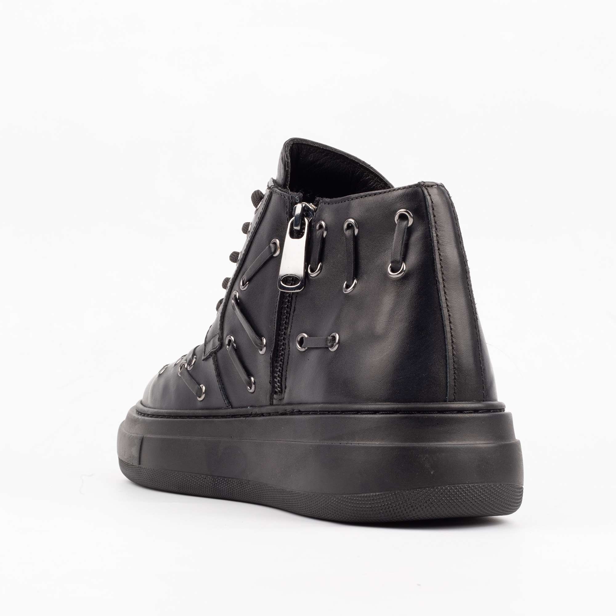 Black Studded High-Top Sneakers – Bold and Edgy Urban Footwear (E19624) - Image 4
