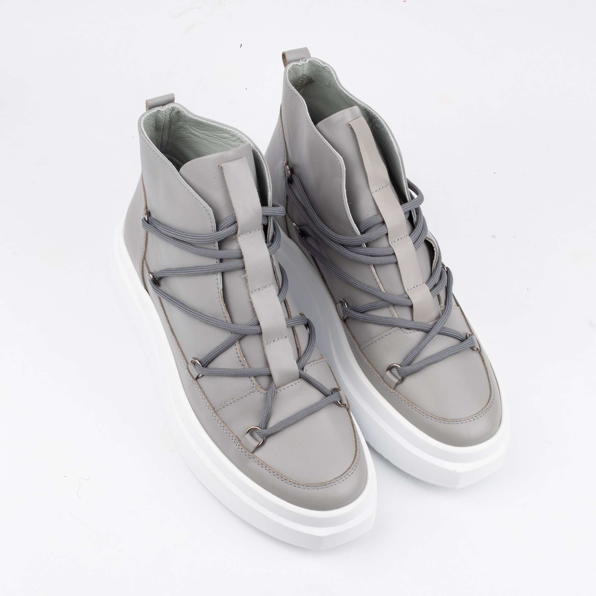 Gray High-Top Sneakers – Modern Style with Premium Comfort(E19605) - Image 2