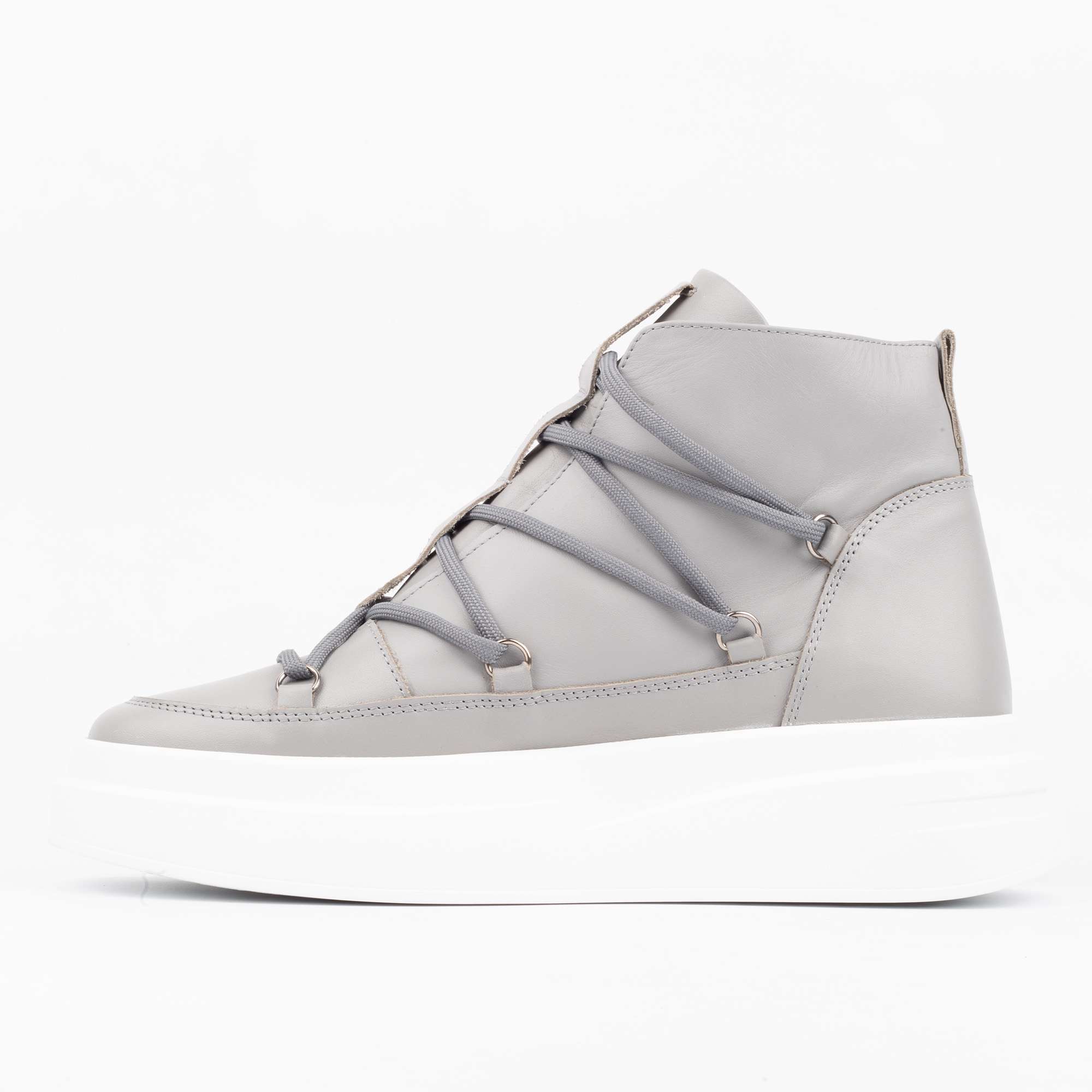 Gray High-Top Sneakers – Modern Style with Premium Comfort(E19605) - Image 4
