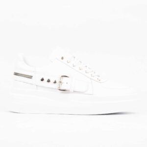 White Leather High-Top Sneakers – Minimalist Design Meets Maximum Comfort (E19173)