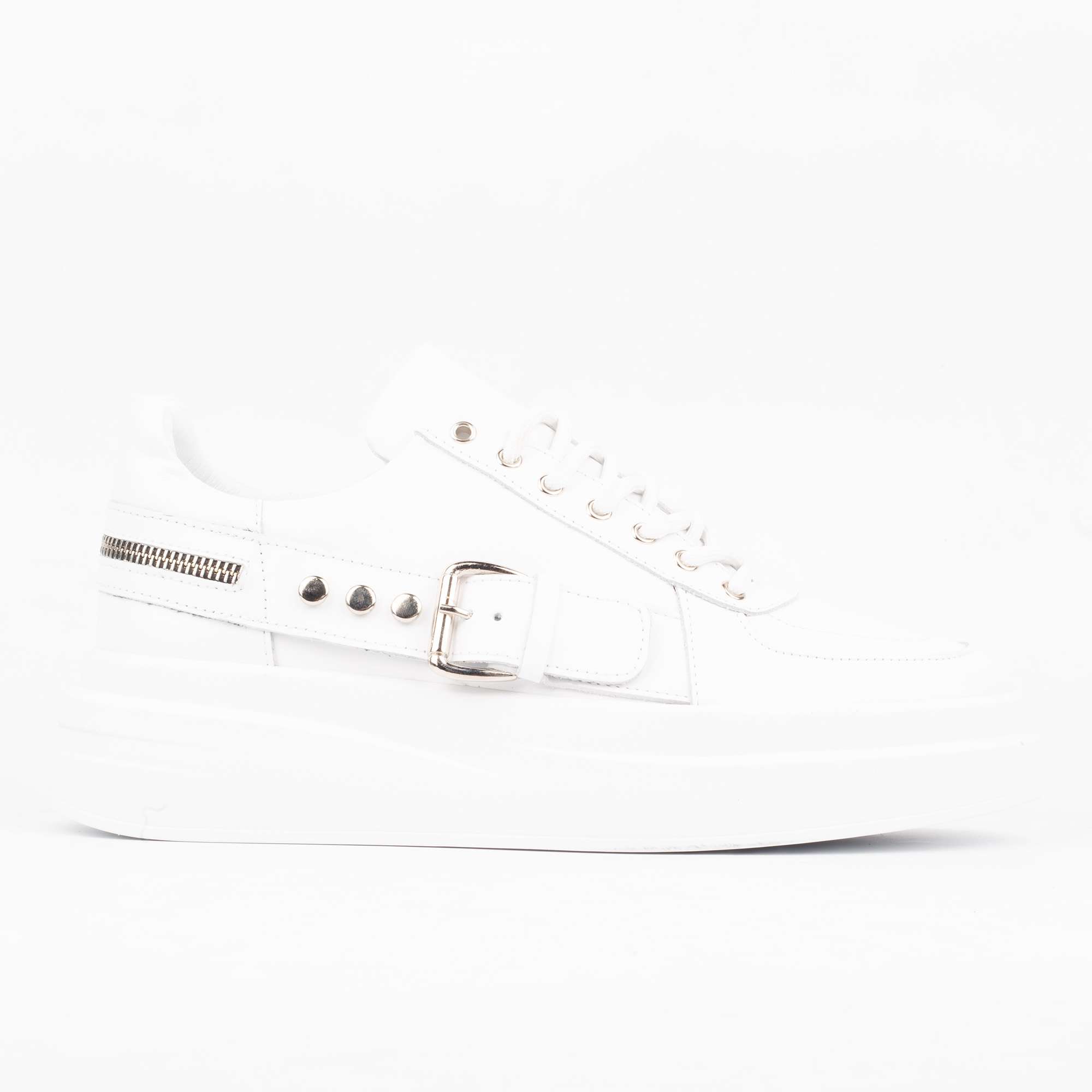 White Leather High-Top Sneakers – Minimalist Design Meets Maximum Comfort (E19173)
