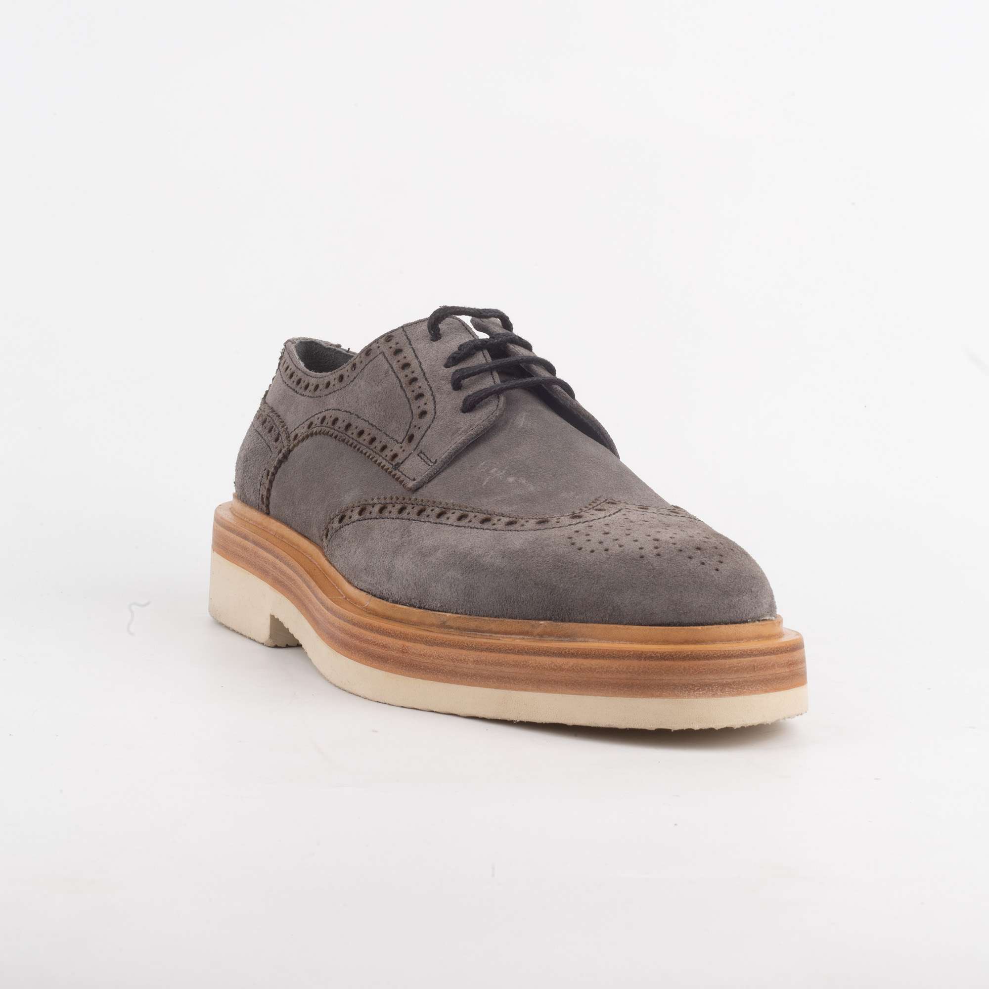Men's Grey Suede Brogue Derby Shoes with Thick Sole - Stylish and Comfortable Shoes for Every Occasion (V96-97) - Image 3