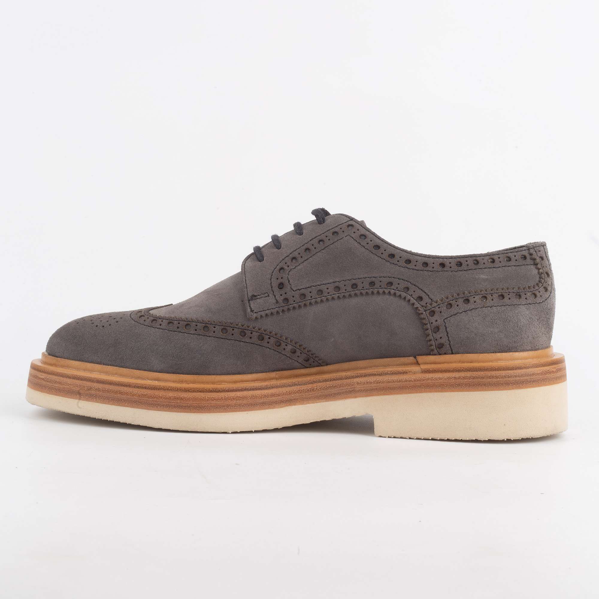 Men's Grey Suede Brogue Derby Shoes with Thick Sole - Stylish and Comfortable Shoes for Every Occasion (V96-97) - Image 5