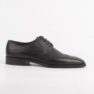 Men's Black Brogue Leather Oxford Shoes - Classic Formal Shoes for Men (V2-46)