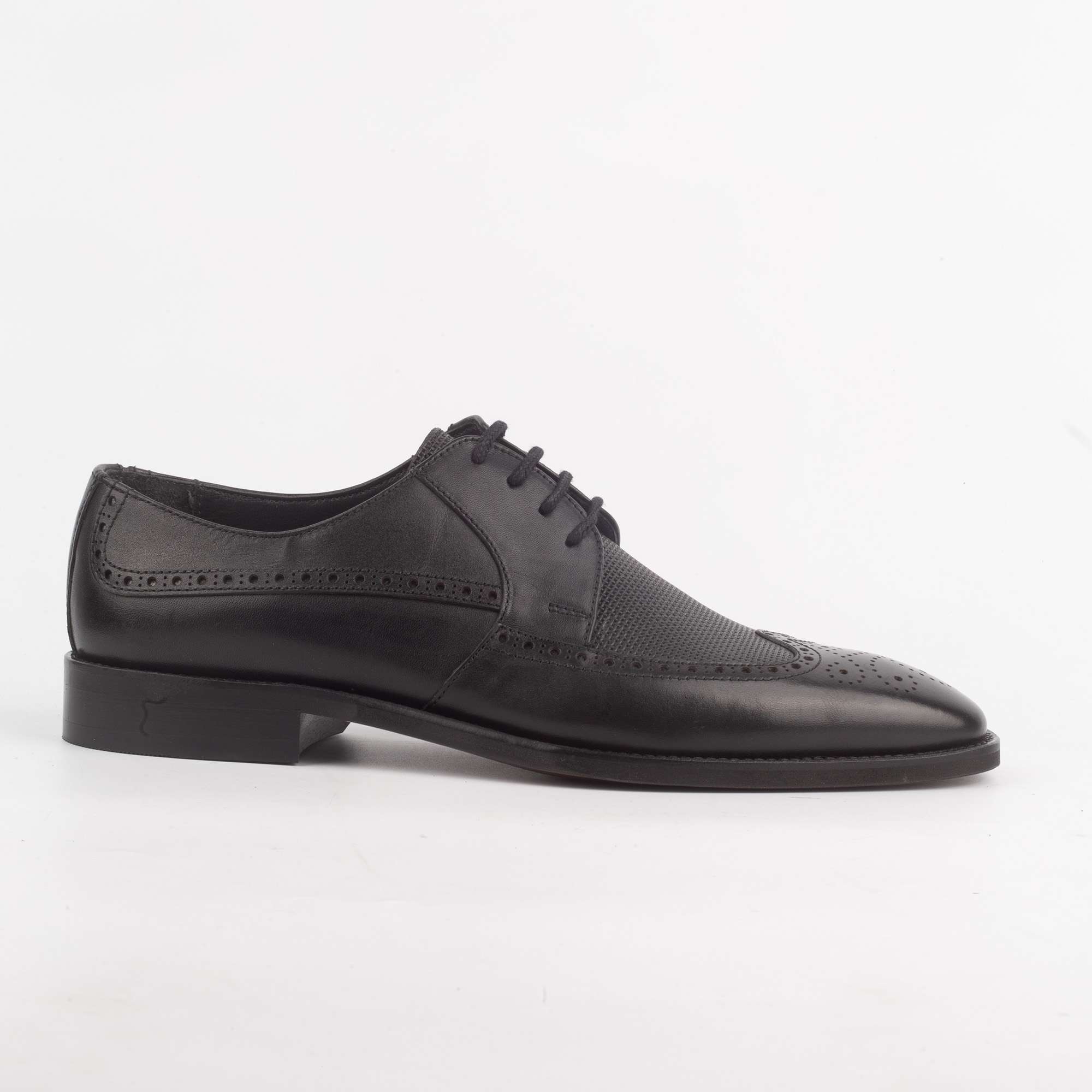 Men's Black Brogue Leather Oxford Shoes - Classic Formal Shoes for Men (V2-46)