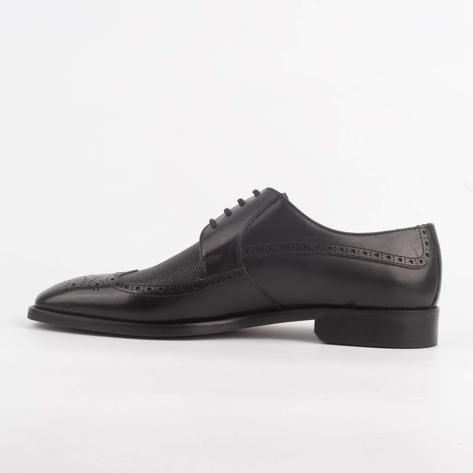Men's Black Brogue Leather Oxford Shoes - Classic Formal Shoes for Men (V2-46) - Image 5