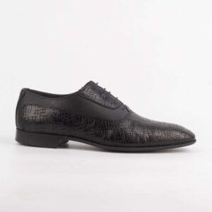 Men's Textured Black Leather Oxford Shoes - Elegant and Comfortable Formal Shoes for Men (V29-62)