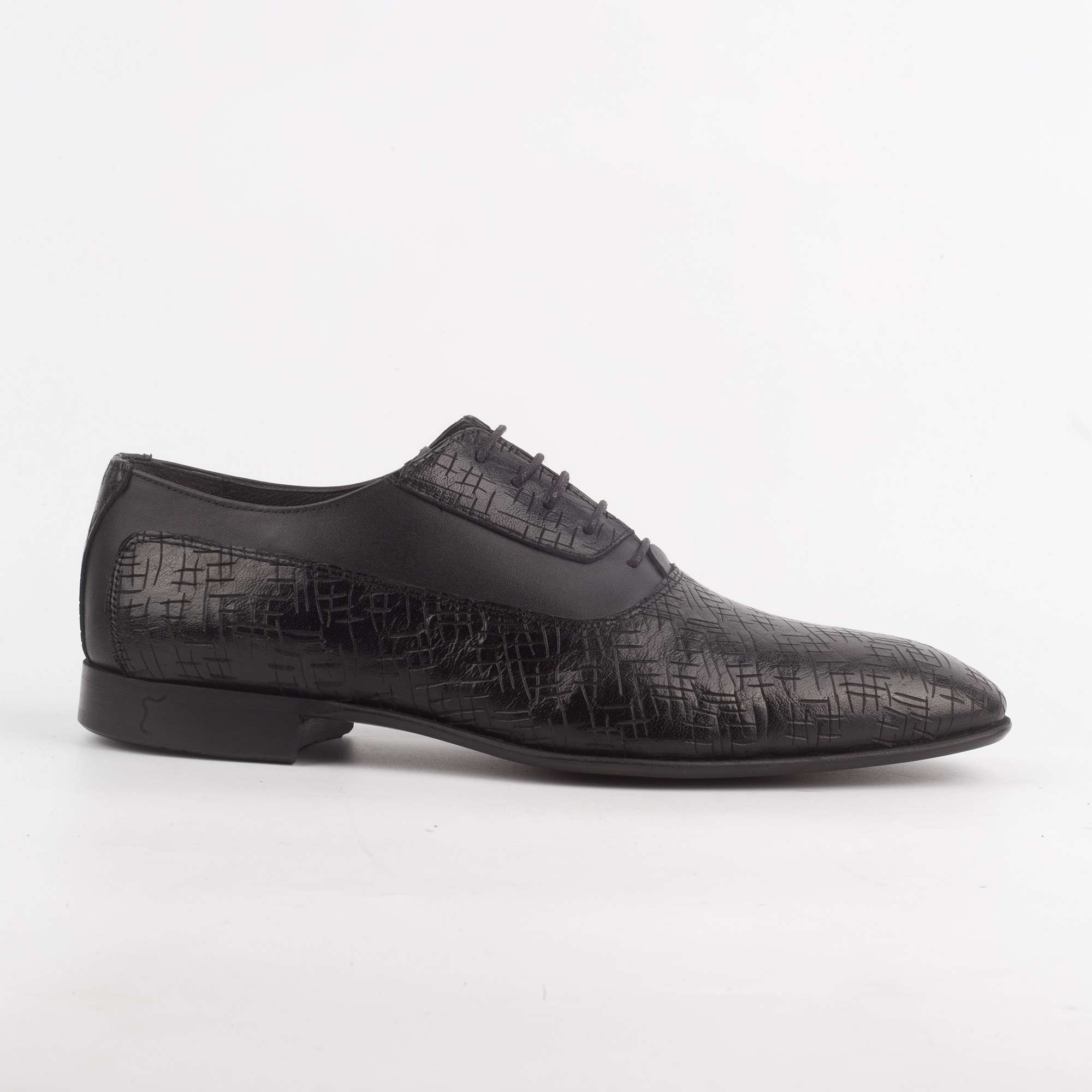 Men's Textured Black Leather Oxford Shoes - Elegant and Comfortable Formal Shoes for Men (V29-62)