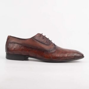 Men's Textured Brown Leather Oxford Shoes - Elegant and Stylish Formal Footwear.(V29-62)