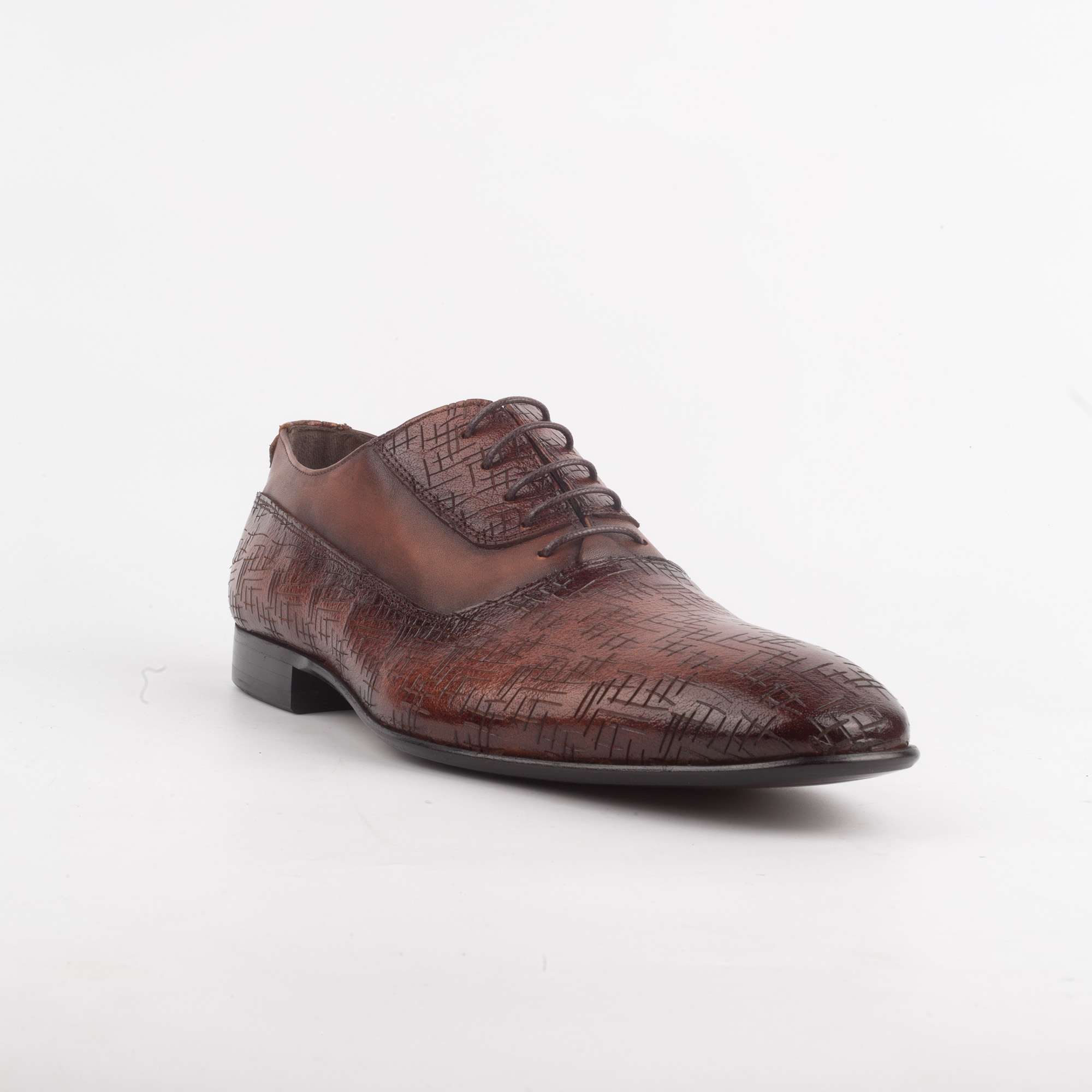 Men's Textured Brown Leather Oxford Shoes - Elegant and Stylish Formal Footwear.(V29-62) - Image 5