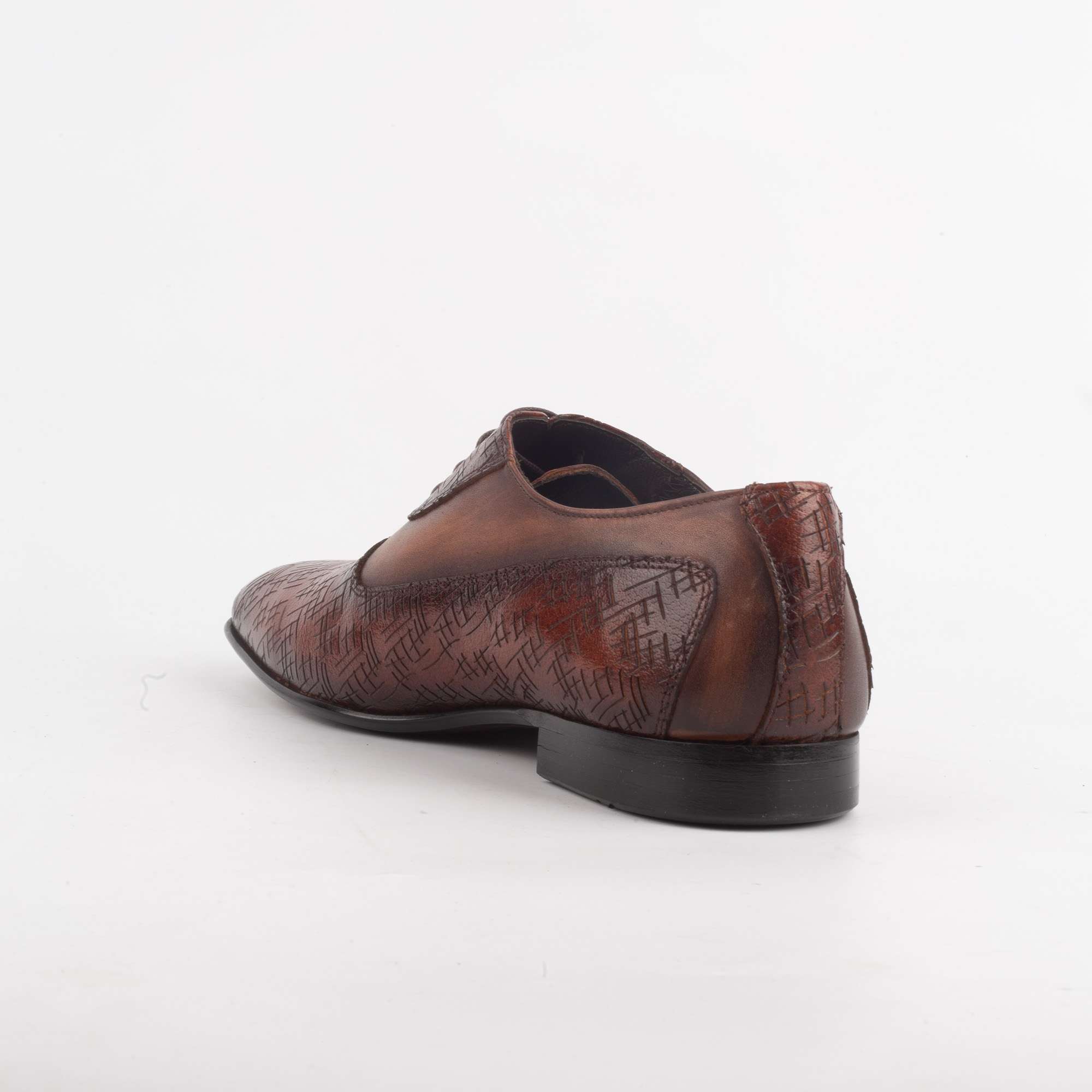 Men's Textured Brown Leather Oxford Shoes - Elegant and Stylish Formal Footwear.(V29-62) - Image 3