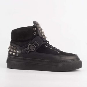 Black Studded High-Top Sneakers – Bold Style with Premium Comfort (CL2015)