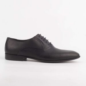 Men's Black Textured Leather Lace-Up Formal Shoes.(H4026)