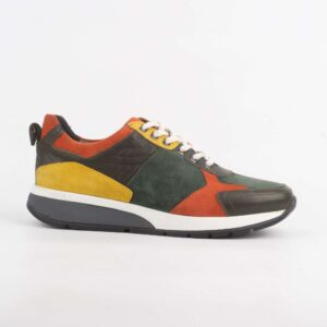 Vibrant Green, Orange, and Yellow Leather Casual Shoes - Unique & Stylish Men's Footwear (M13179)