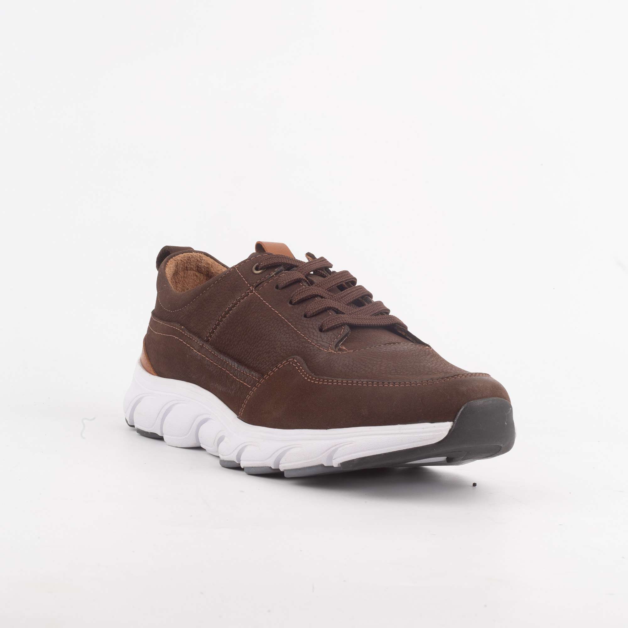Men's Athletic Walking Shoes with Brown Leather Upper and Cushioned Sole (13232) - Image 5