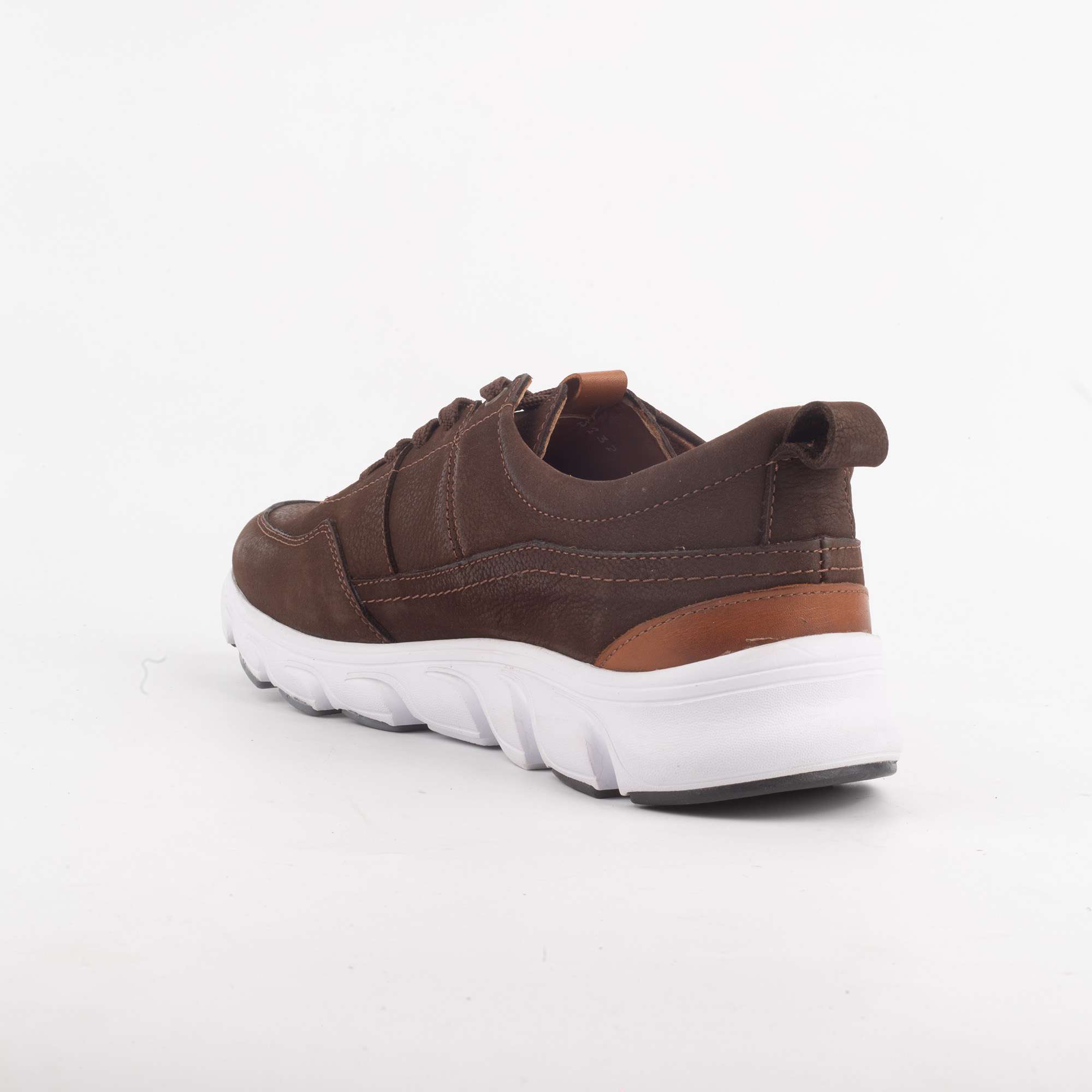 Men's Athletic Walking Shoes with Brown Leather Upper and Cushioned Sole (13232) - Image 3