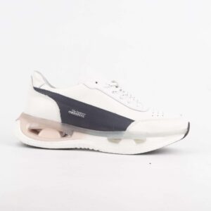 Men's White and Navy Sneakers with Air Cushion Sole for Comfort and Style (17346)