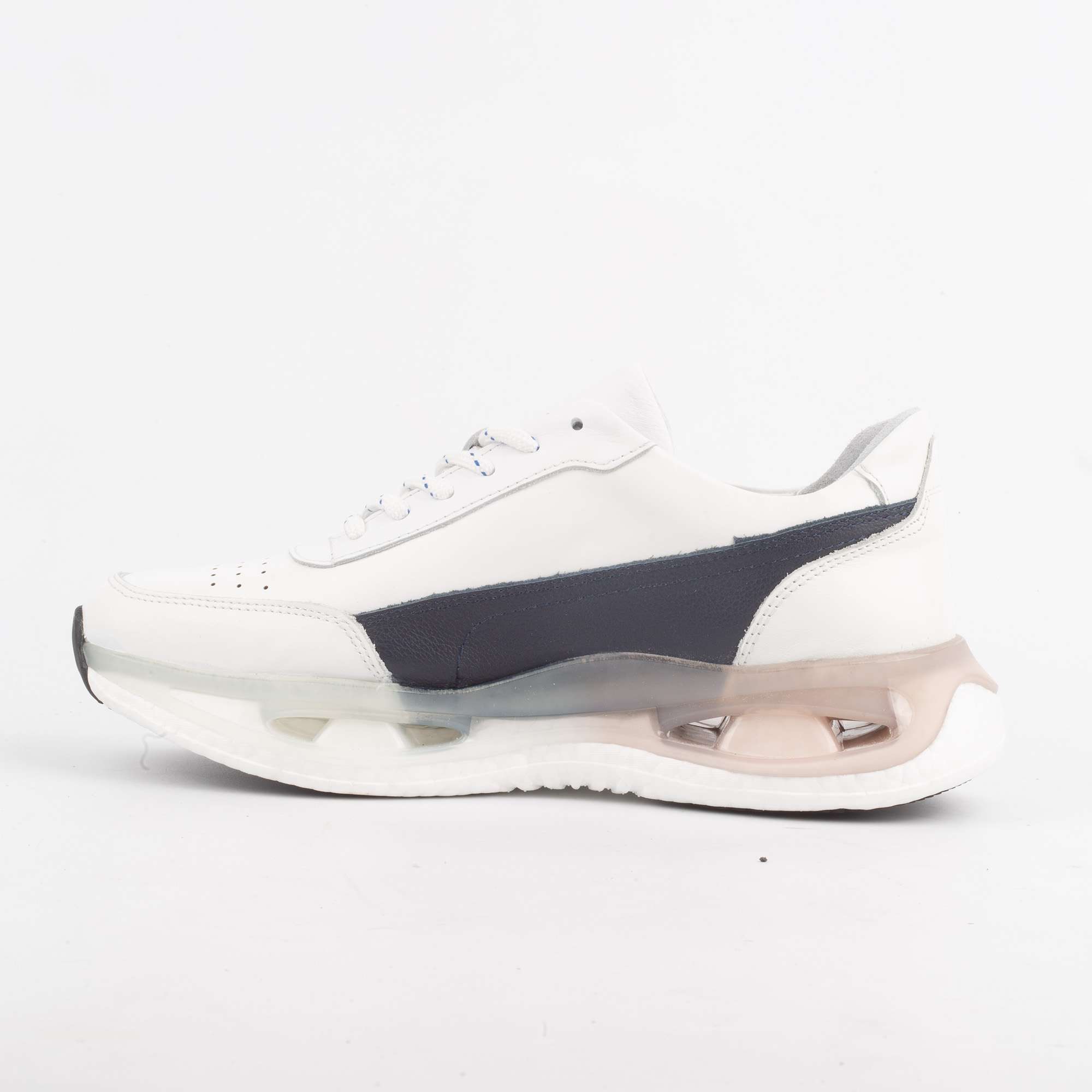 Men's White and Navy Sneakers with Air Cushion Sole for Comfort and Style (17346) - Image 4