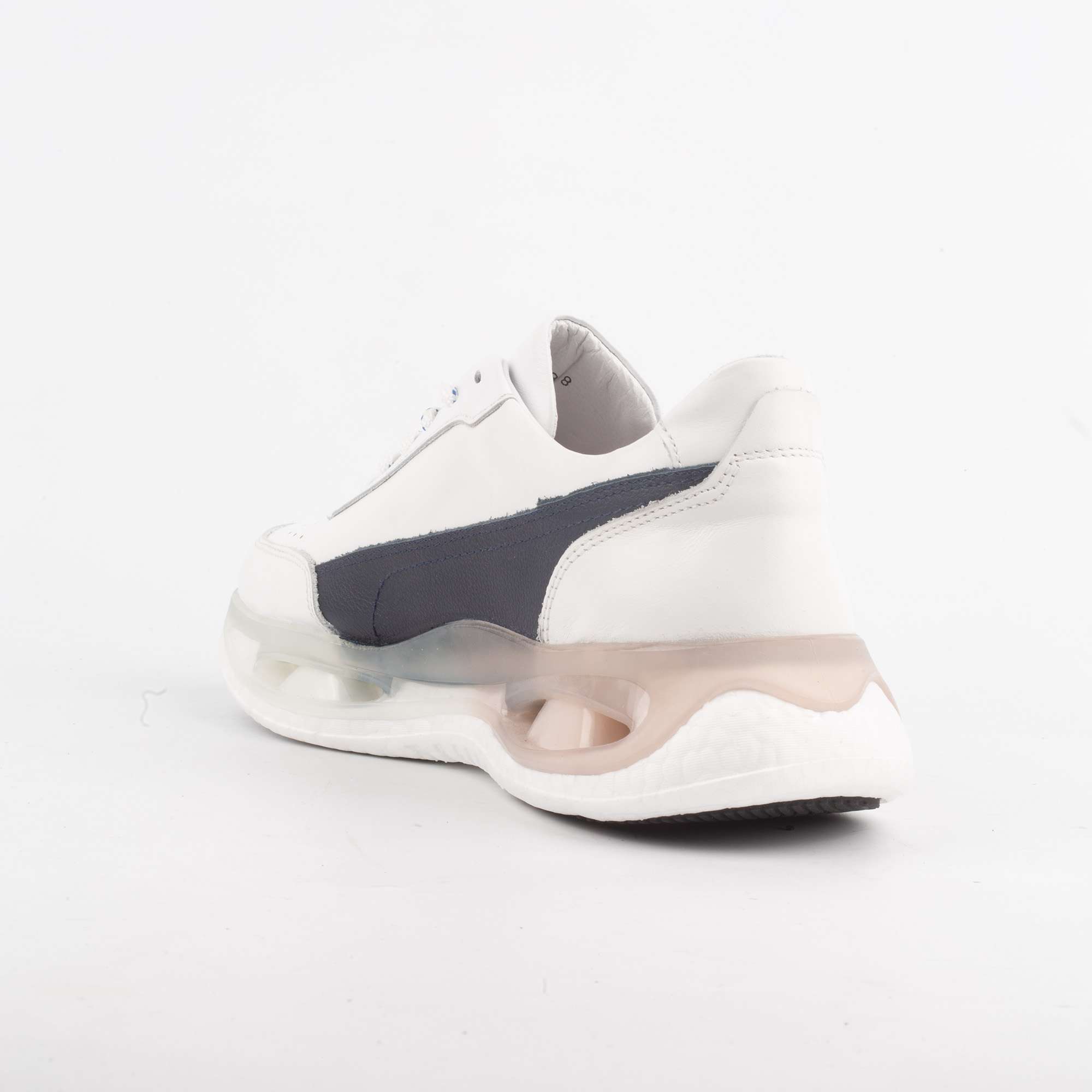 Men's White and Navy Sneakers with Air Cushion Sole for Comfort and Style (17346) - Image 3