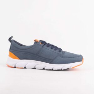 Men's Navy Blue and Orange Sneakers with Cushioned Sole and Vibrant Accents (13232)
