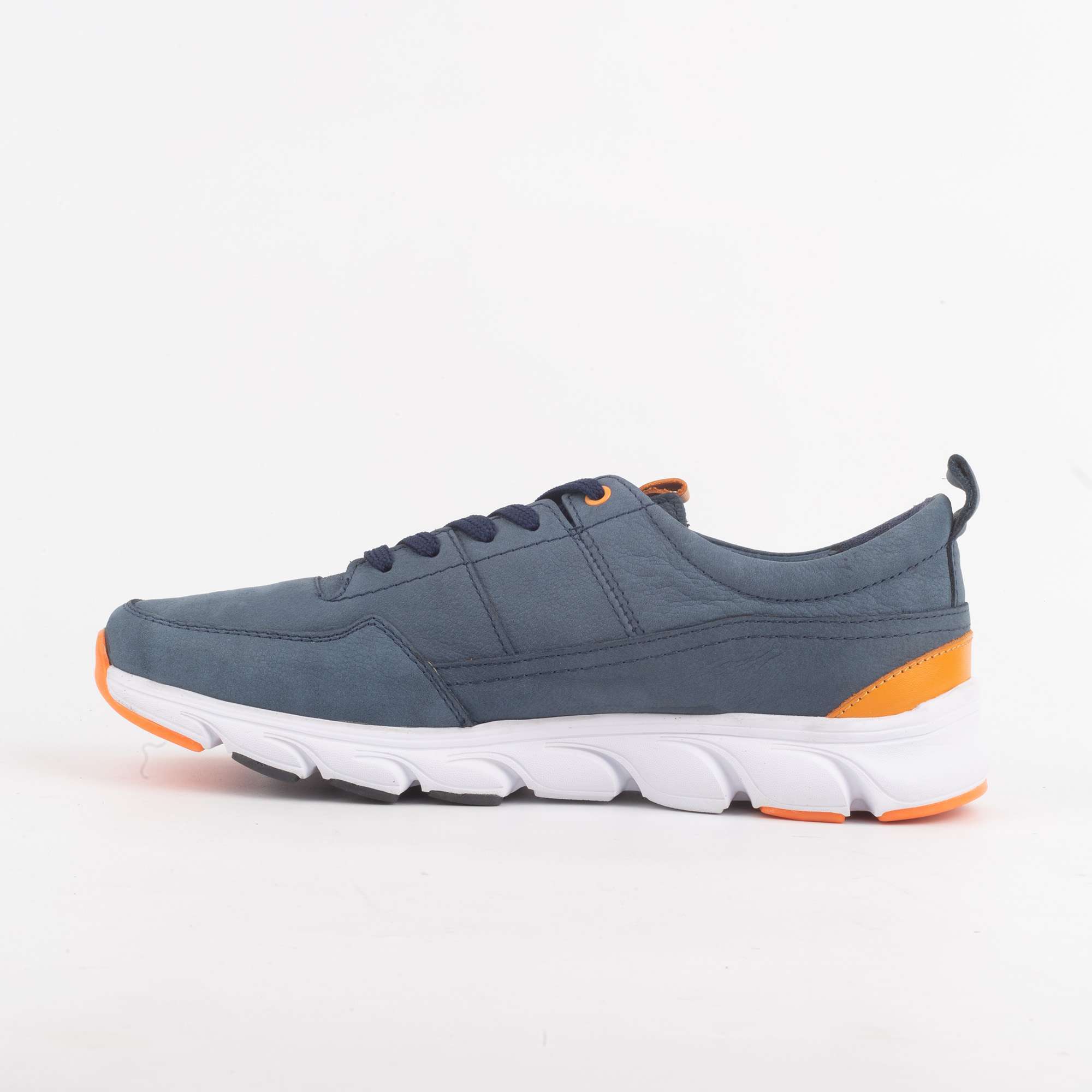 Men's Navy Blue and Orange Sneakers with Cushioned Sole and Vibrant Accents (13232) - Image 5