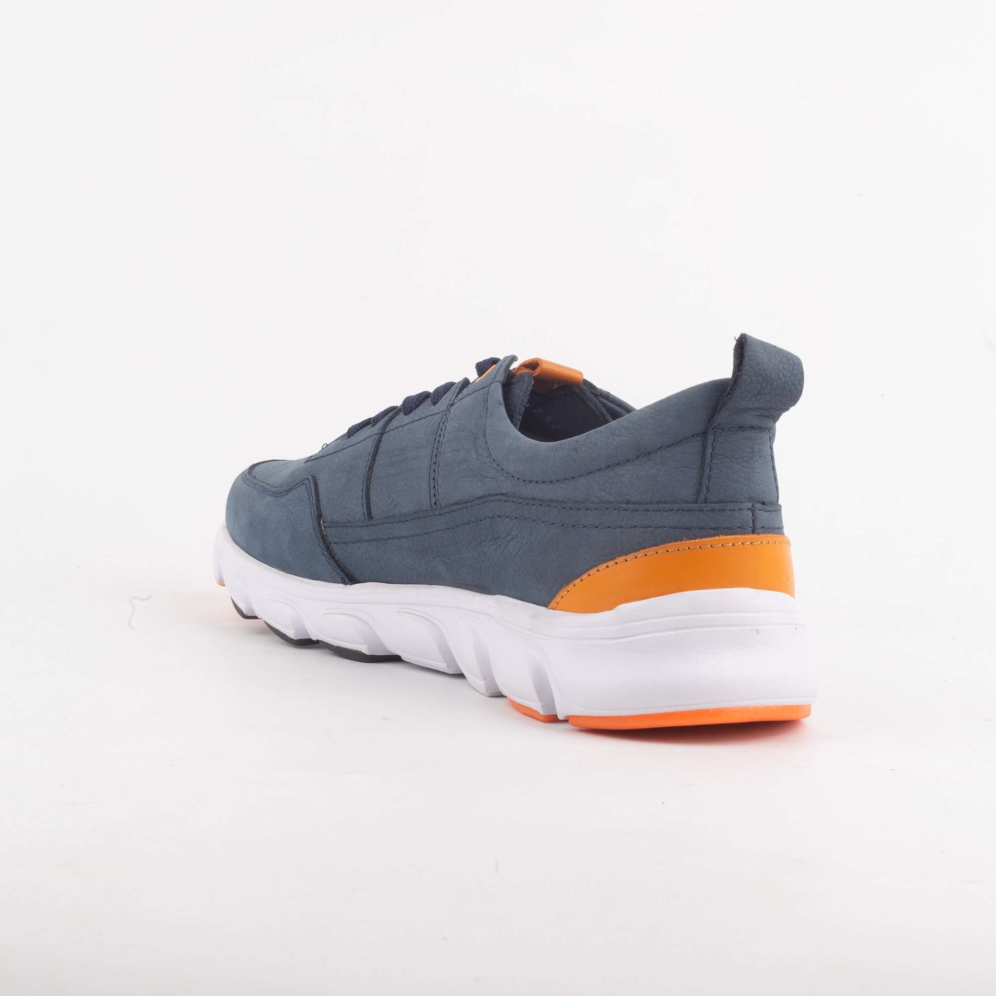 Men's Navy Blue and Orange Sneakers with Cushioned Sole and Vibrant Accents (13232) - Image 4