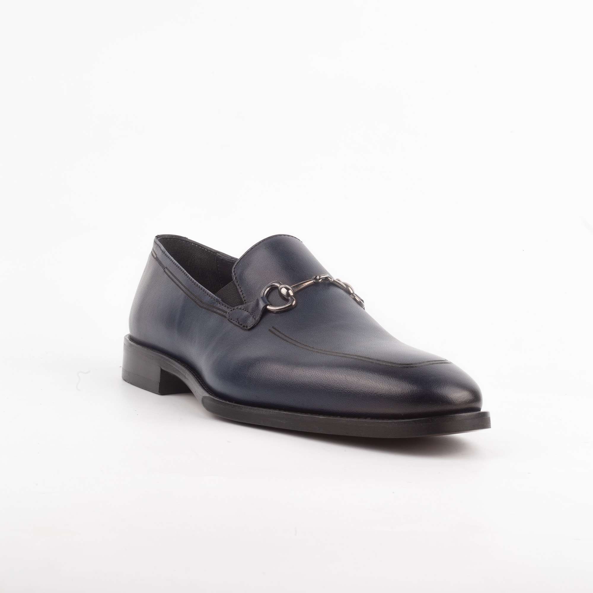 Men's Navy Blue Leather Loafers with Metallic Bit Detail and Comfortable Fit (V50129) - Image 5