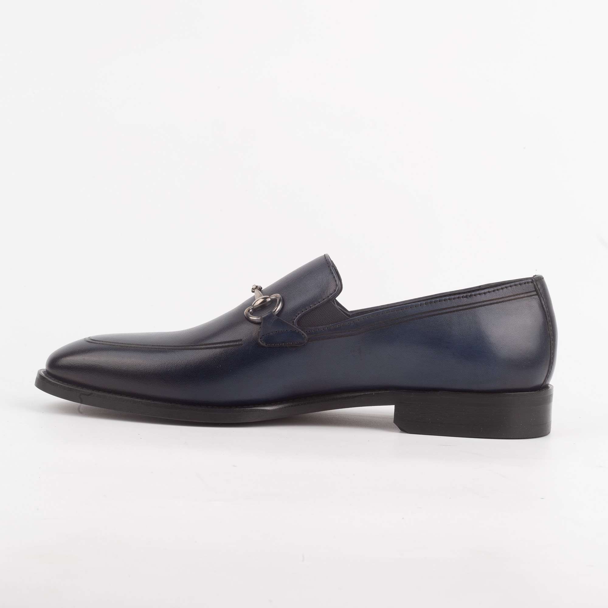 Men's Navy Blue Leather Loafers with Metallic Bit Detail and Comfortable Fit (V50129) - Image 4