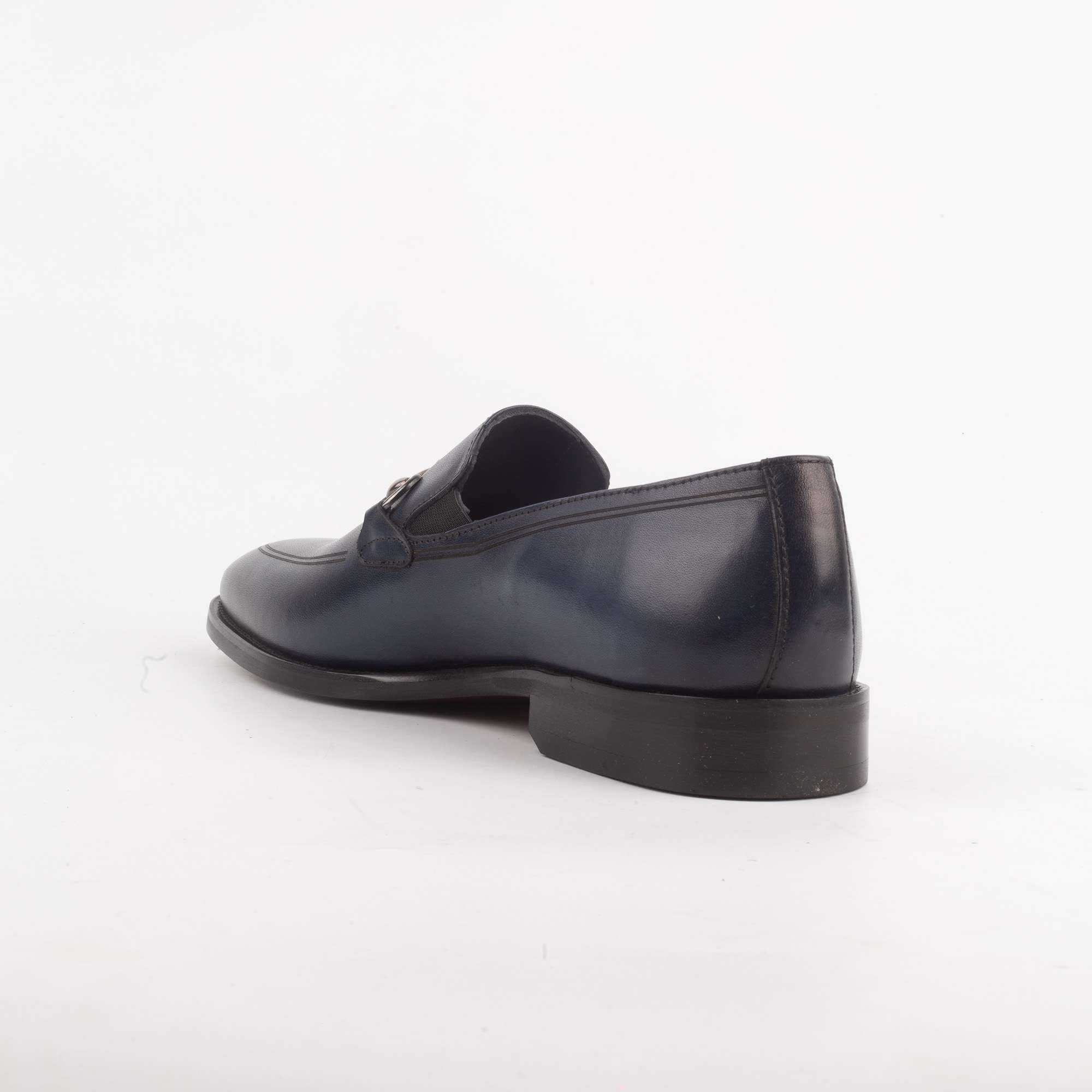 Men's Navy Blue Leather Loafers with Metallic Bit Detail and Comfortable Fit (V50129) - Image 3