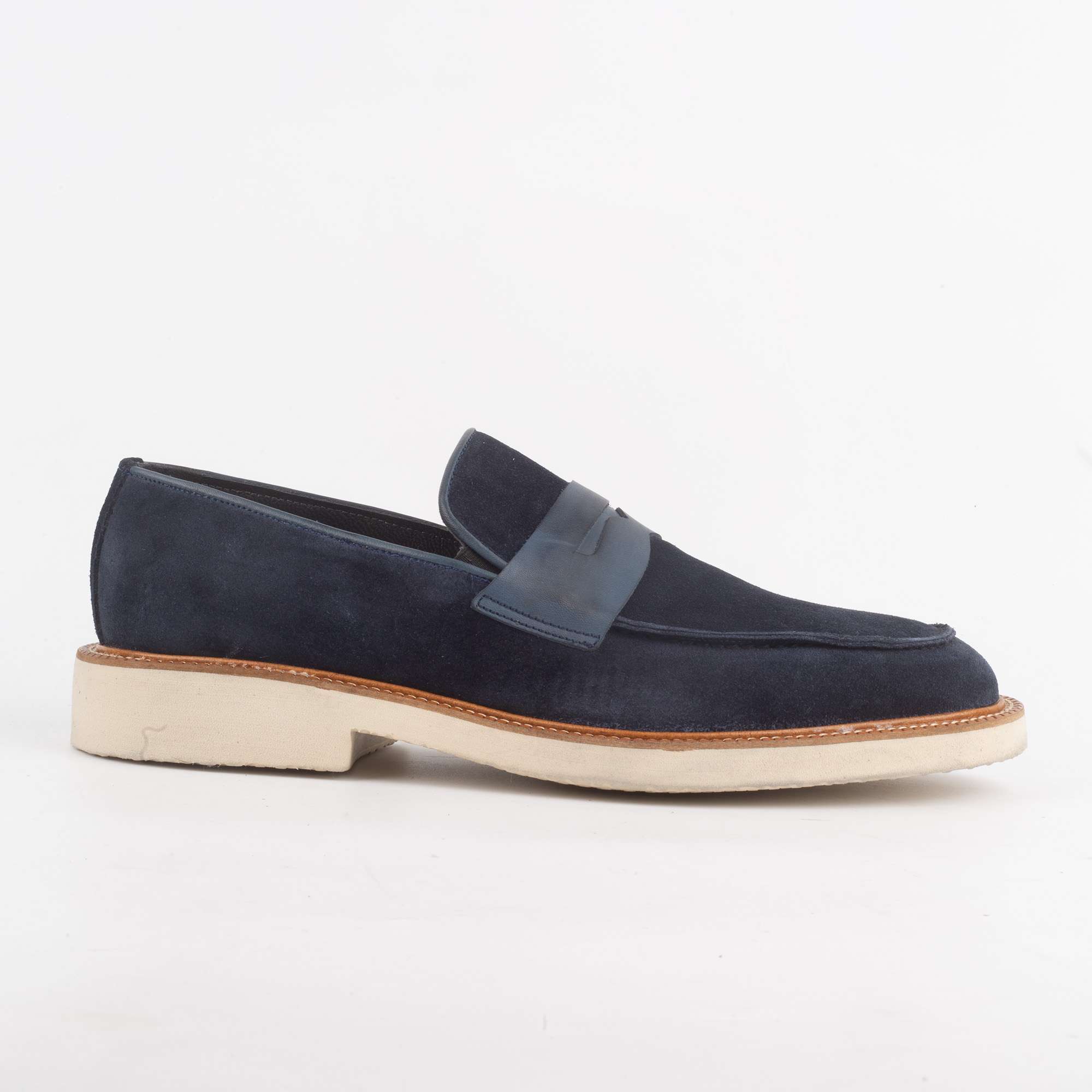 Classic Navy Suede Penny Loafers for Men – Stylish and Comfortable Footwear (V96-93)