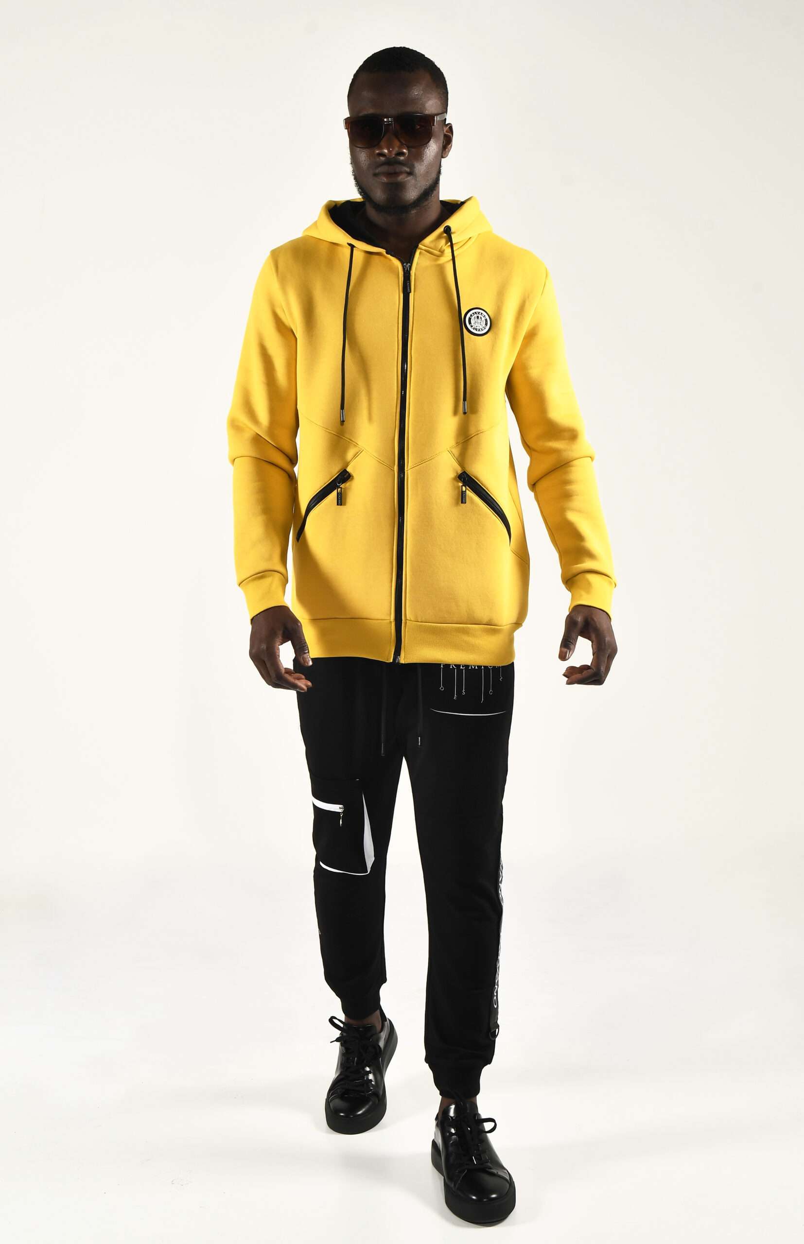 Men's Yellow Zip Up Hoodie Bold and Comfortable Streetwear Essential - Image 2