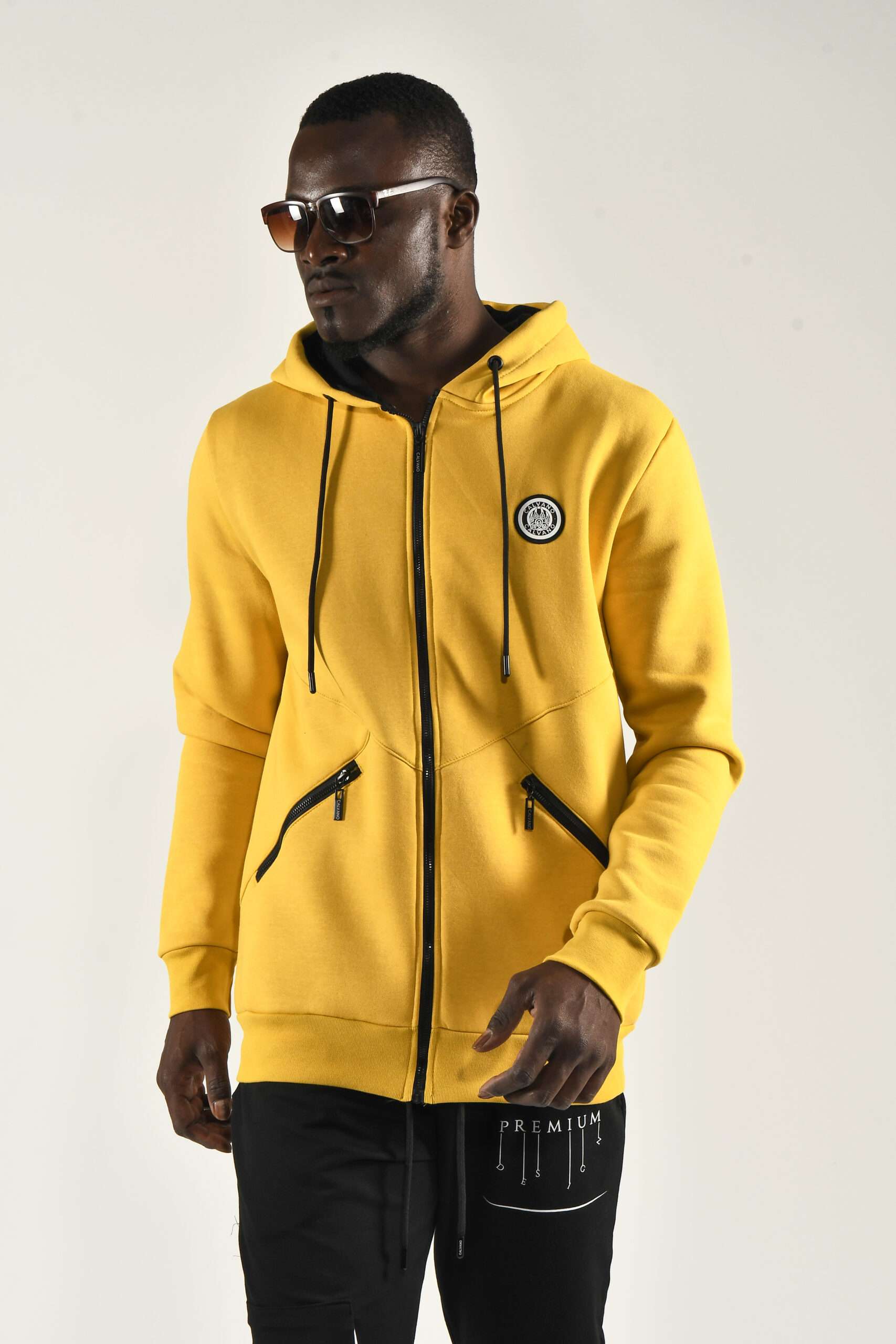 Men's Yellow Zip Up Hoodie Bold and Comfortable Streetwear Essential - Image 3