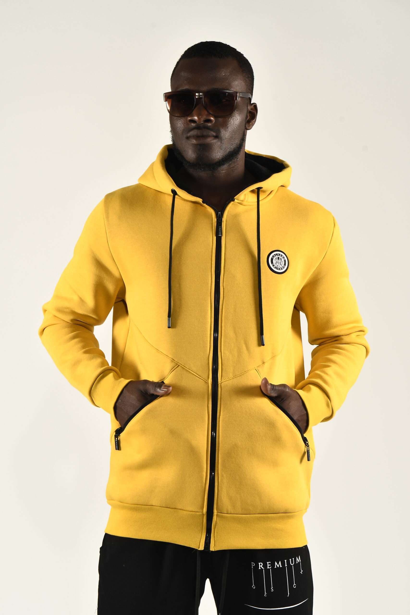 Men's Yellow Zip Up Hoodie Bold and Comfortable Streetwear Essential - Image 6