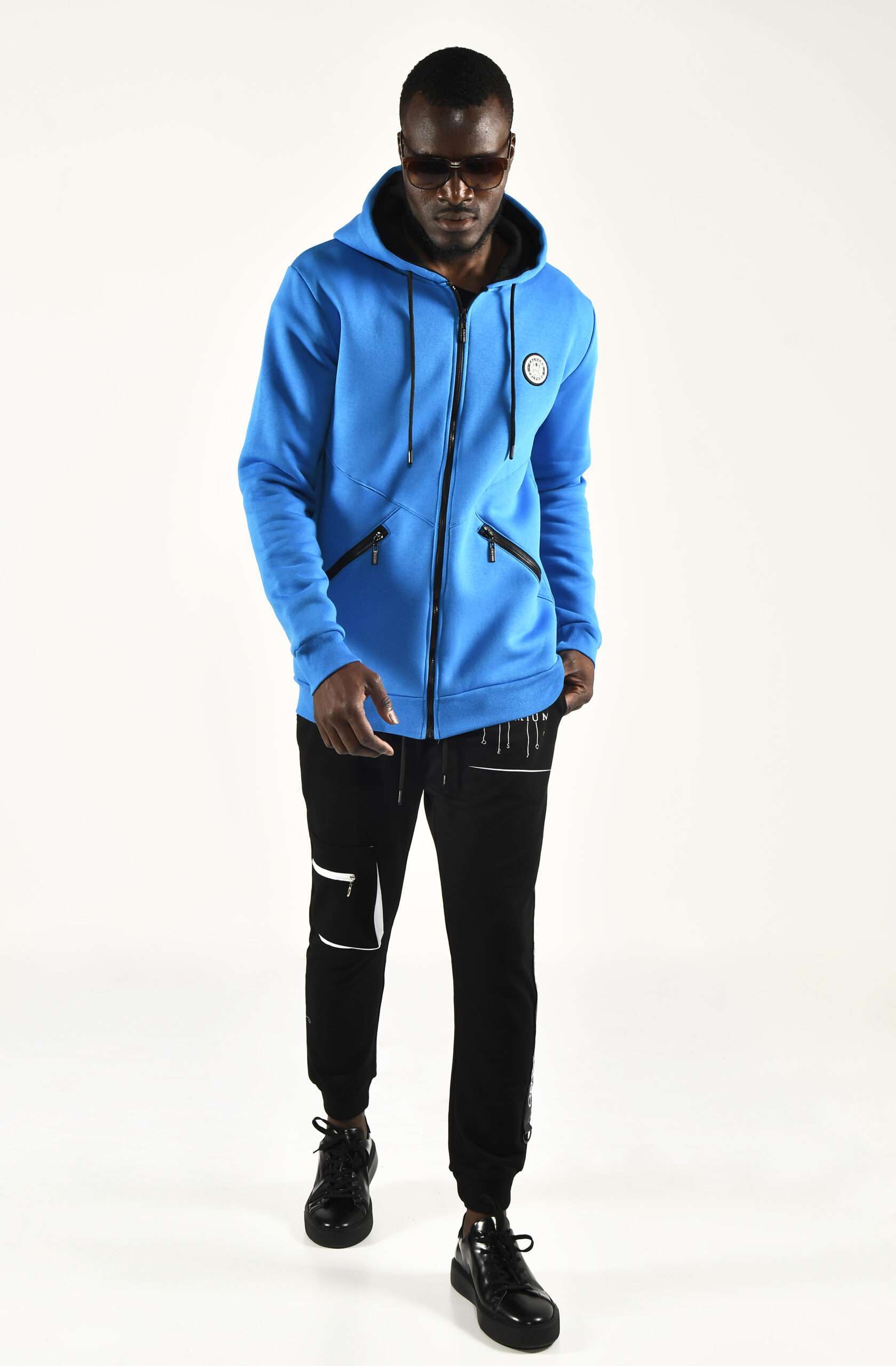 Men's Blue Zip-Up Hoodie Vibrant Streetwear with Comfort and Style - Image 2