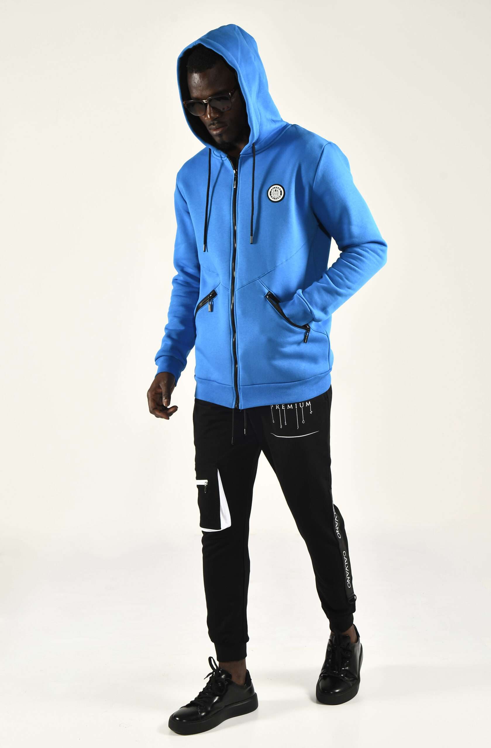 Men's Blue Zip-Up Hoodie Vibrant Streetwear with Comfort and Style - Image 3
