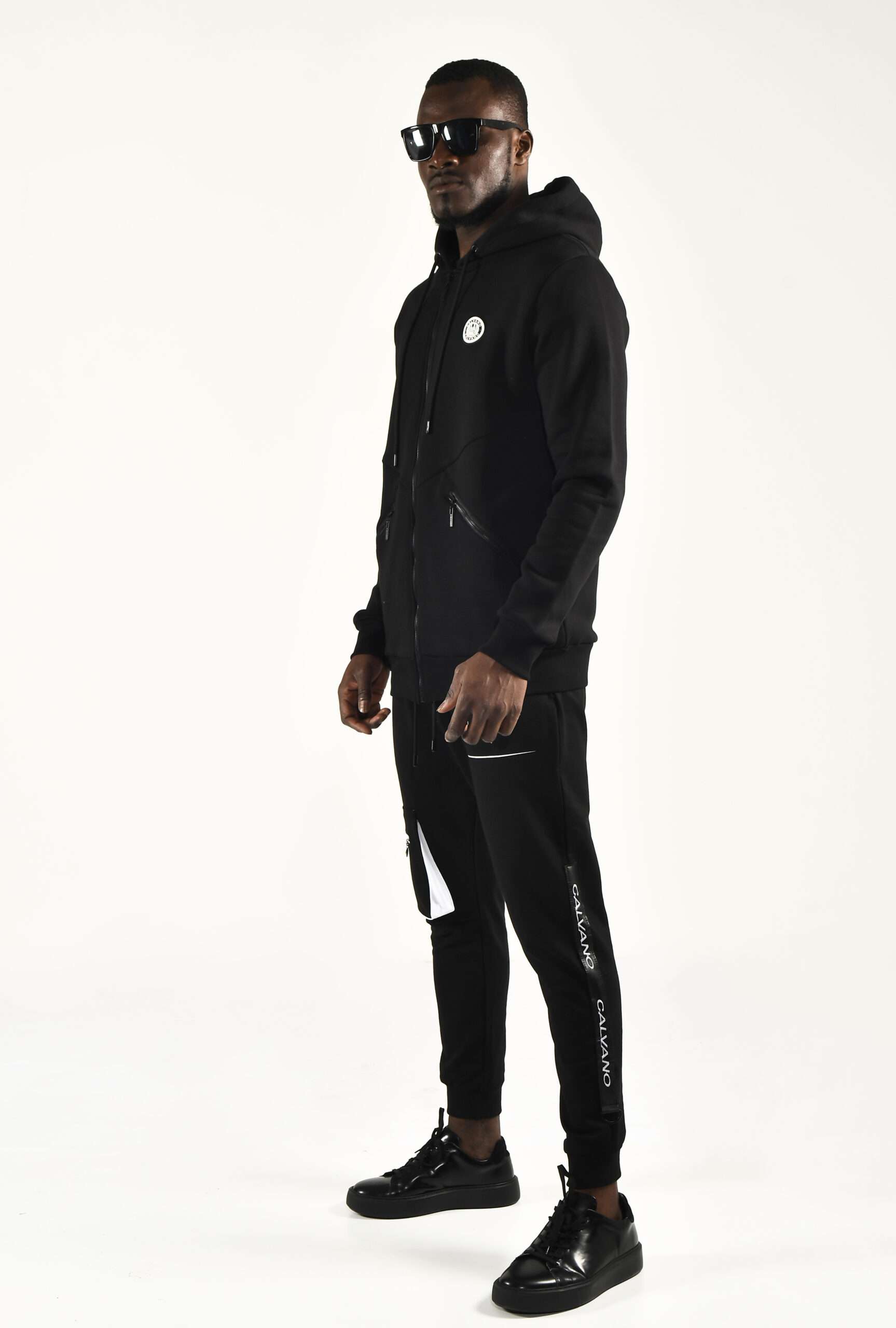 Men's Black Zip Up Hoodie Sleek Streetwear Essential for Everyday Comfort - Image 2