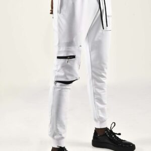 Calvano Men's White Cargo Jogger Pants Modern Street wear with Sleek Functionality