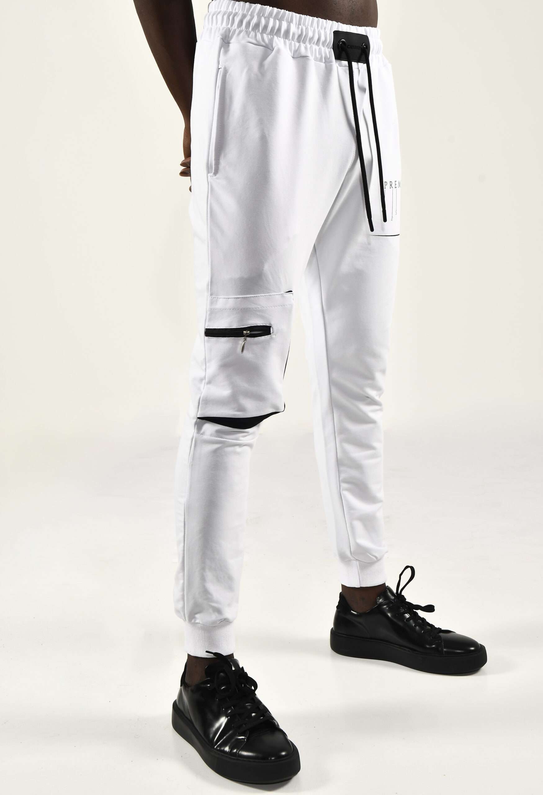 Calvano Men's White Cargo Jogger Pants Modern Street wear with Sleek Functionality
